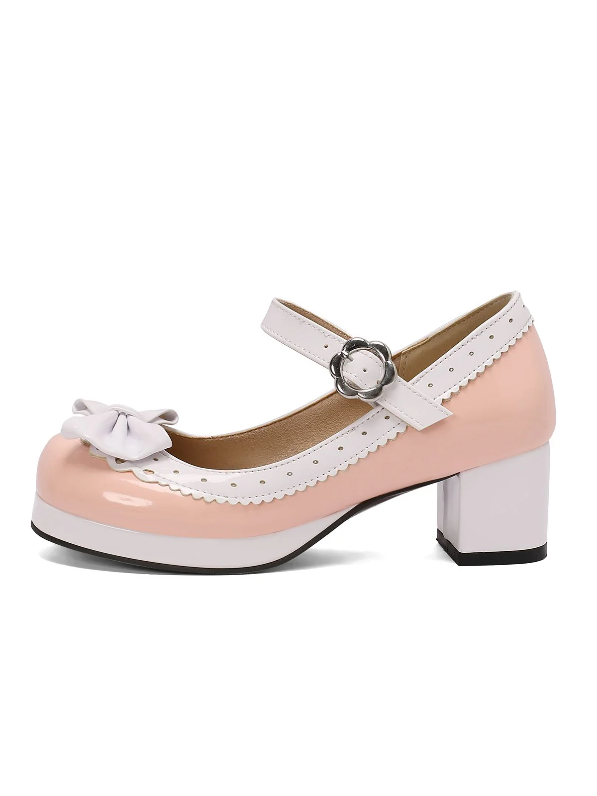 Retro PU Leather Bow High Heels - Image 15