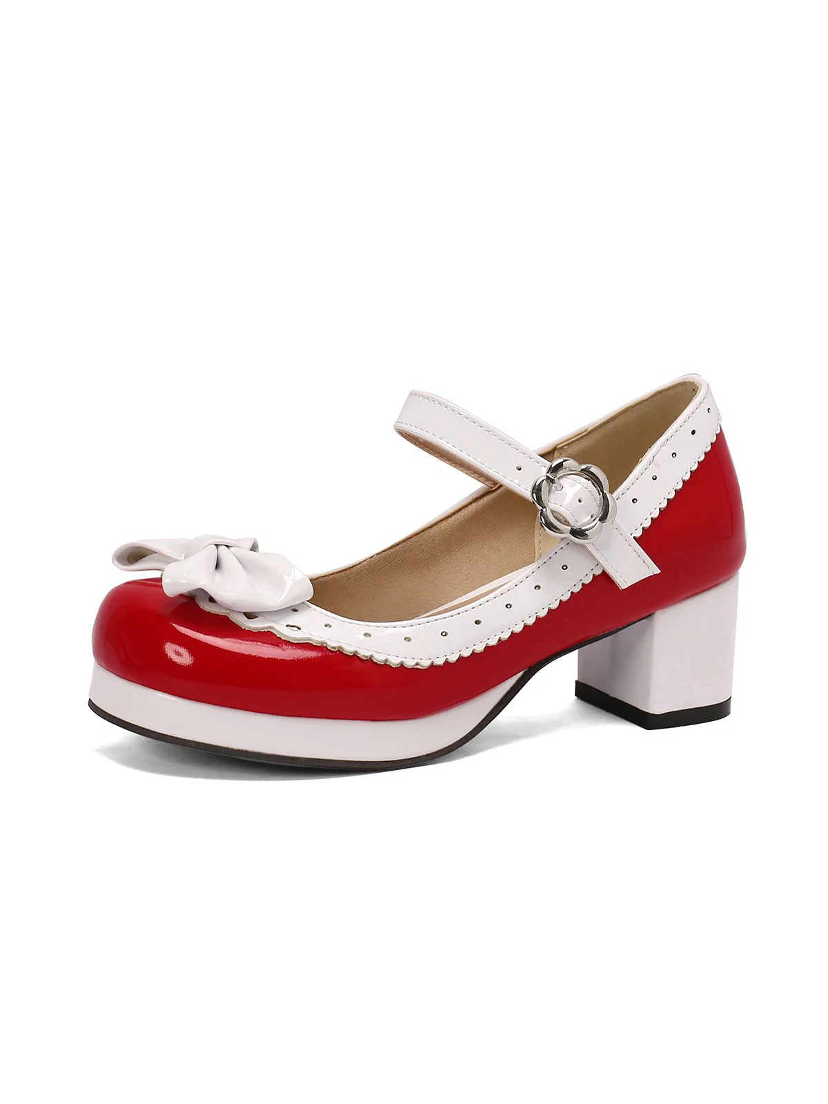 Retro PU Leather Bow High Heels - Image 18