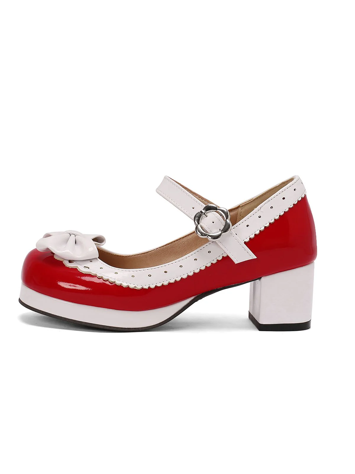Retro PU Leather Bow High Heels - Image 19
