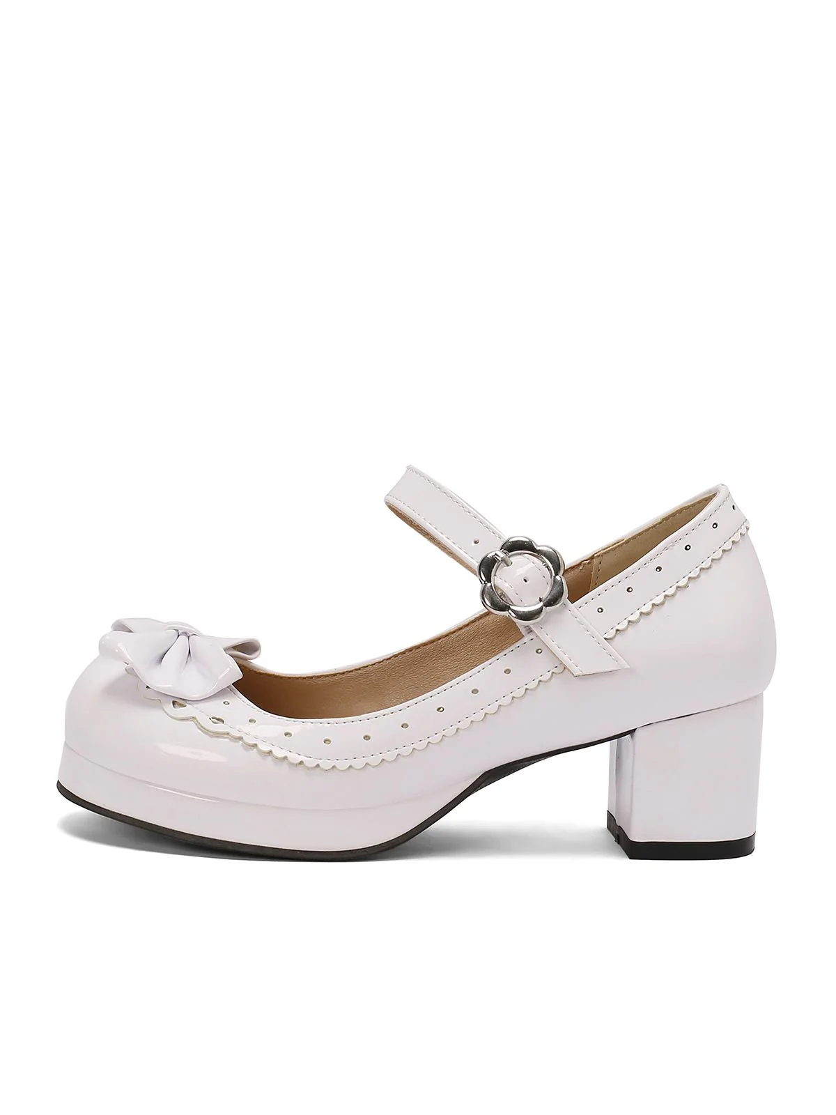 Retro PU Leather Bow High Heels - Image 21