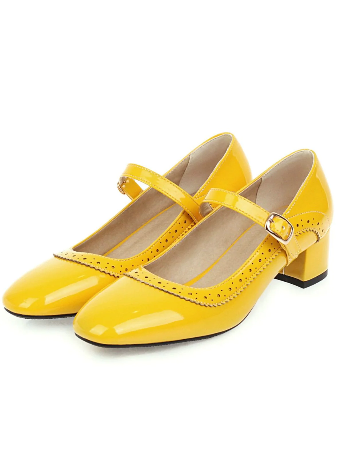 Retro PU Leather Solid Chunky Heels - Image 3