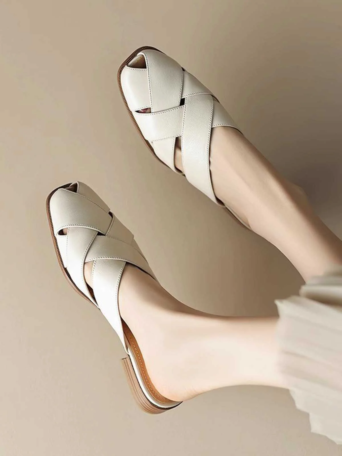 Retro PU Leather Woven Sandals - Image 3