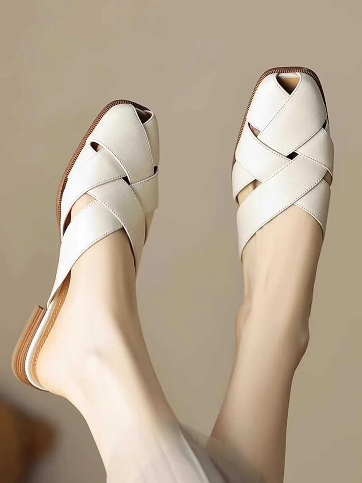 Retro PU Leather Woven Sandals - Image 4