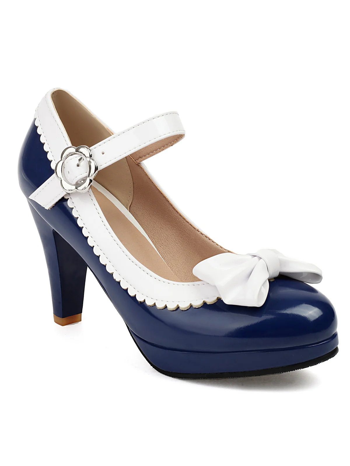 Retro Round Toe Bow High Heels Shoes - Image 10