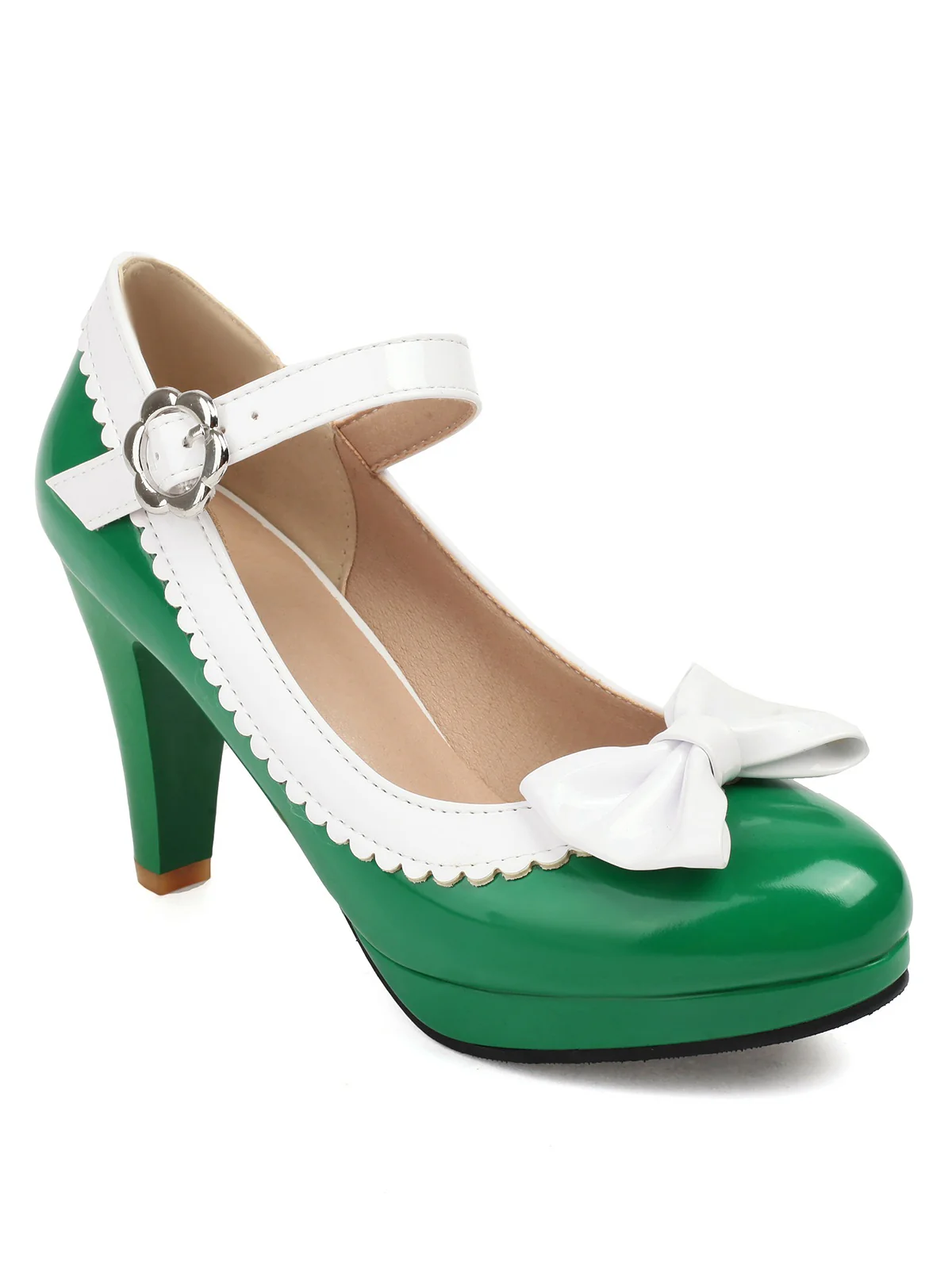 Retro Round Toe Bow High Heels Shoes - Image 11