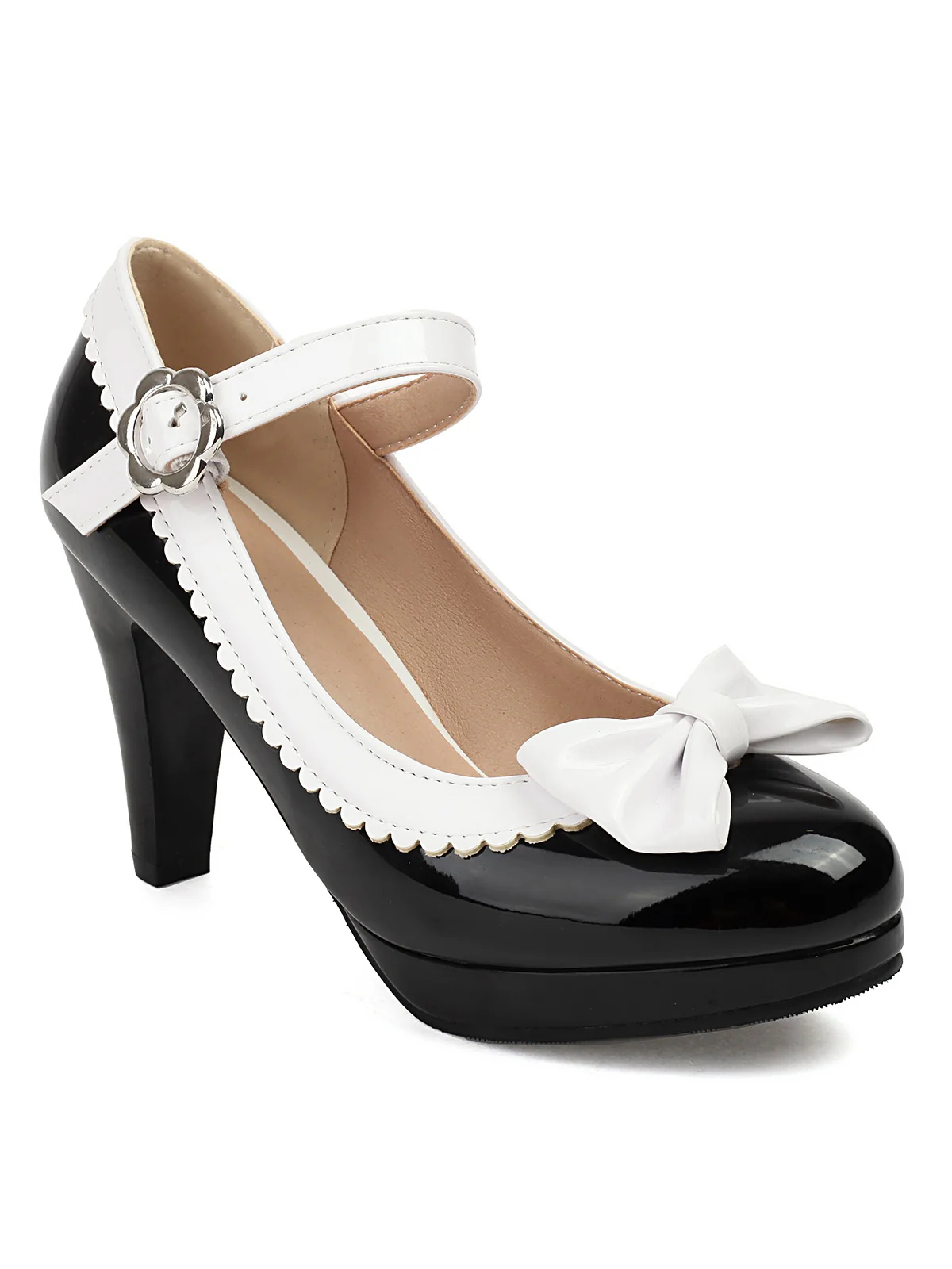 Retro Round Toe Bow High Heels Shoes - Image 12