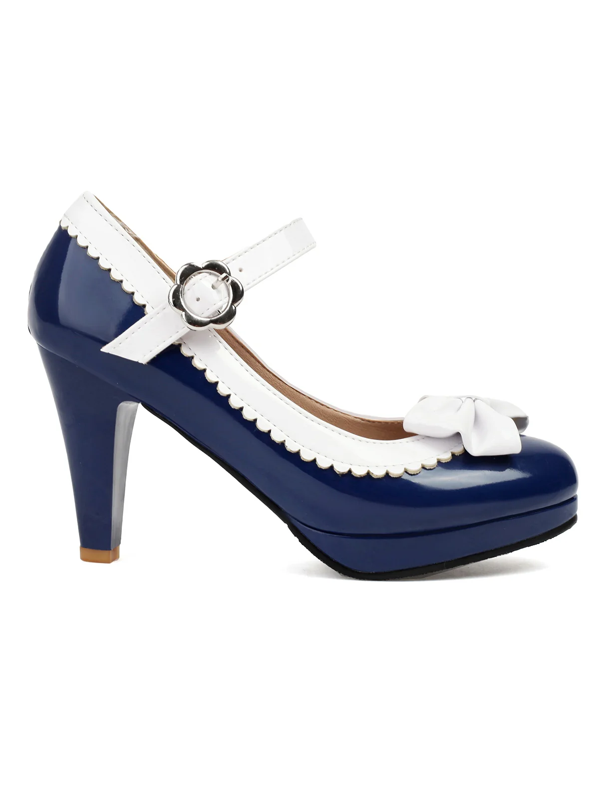 Retro Round Toe Bow High Heels Shoes - Image 20