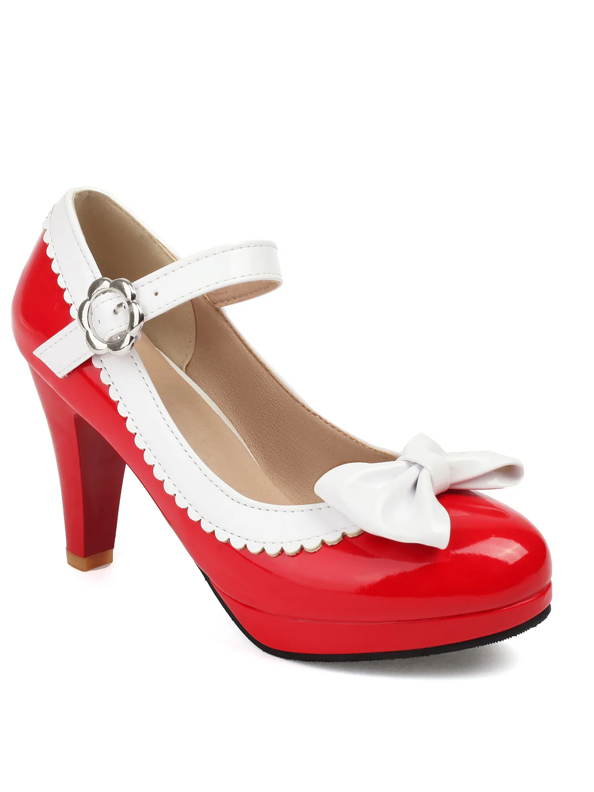Retro Round Toe Bow High Heels Shoes - Image 9