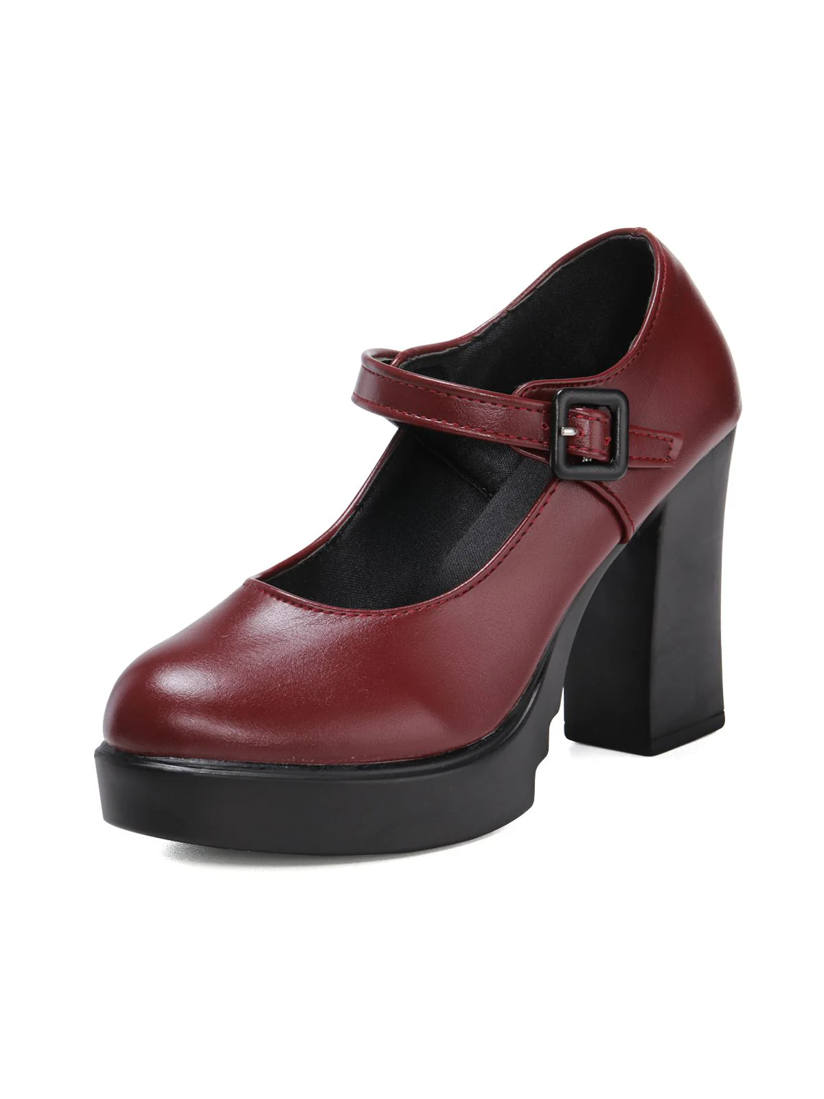 Retro Round Toe Mary Jane High Heel Shoes - Image 2