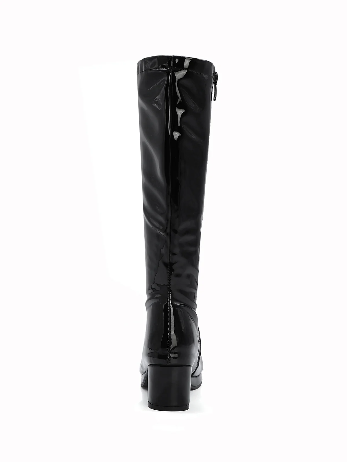 Retro Shiny Patent Leather Thigh-High Boots - Image 13