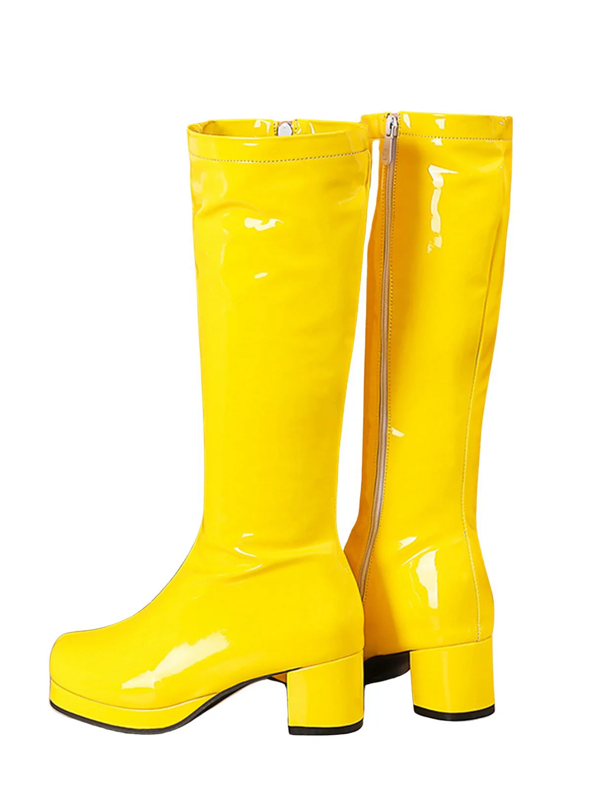 Retro Shiny Patent Leather Thigh-High Boots - Image 24
