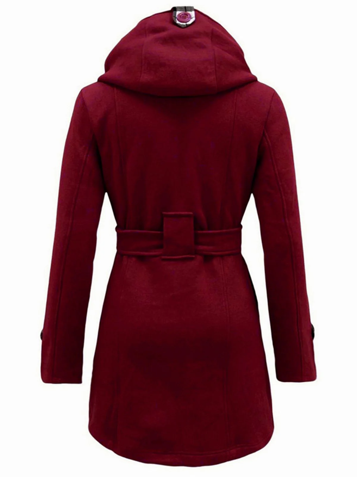 Retro Solid Belt Double-breasted Coat - Image 13