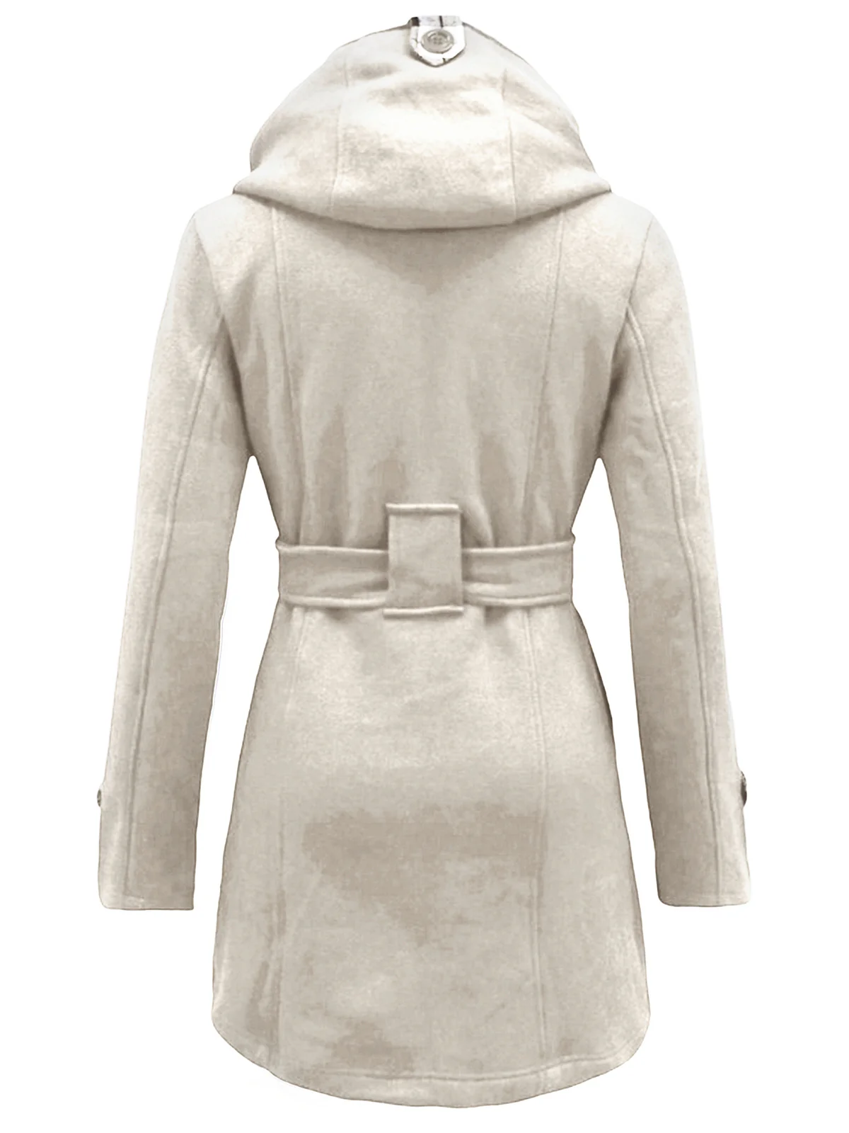Retro Solid Belt Double-breasted Coat - Image 3