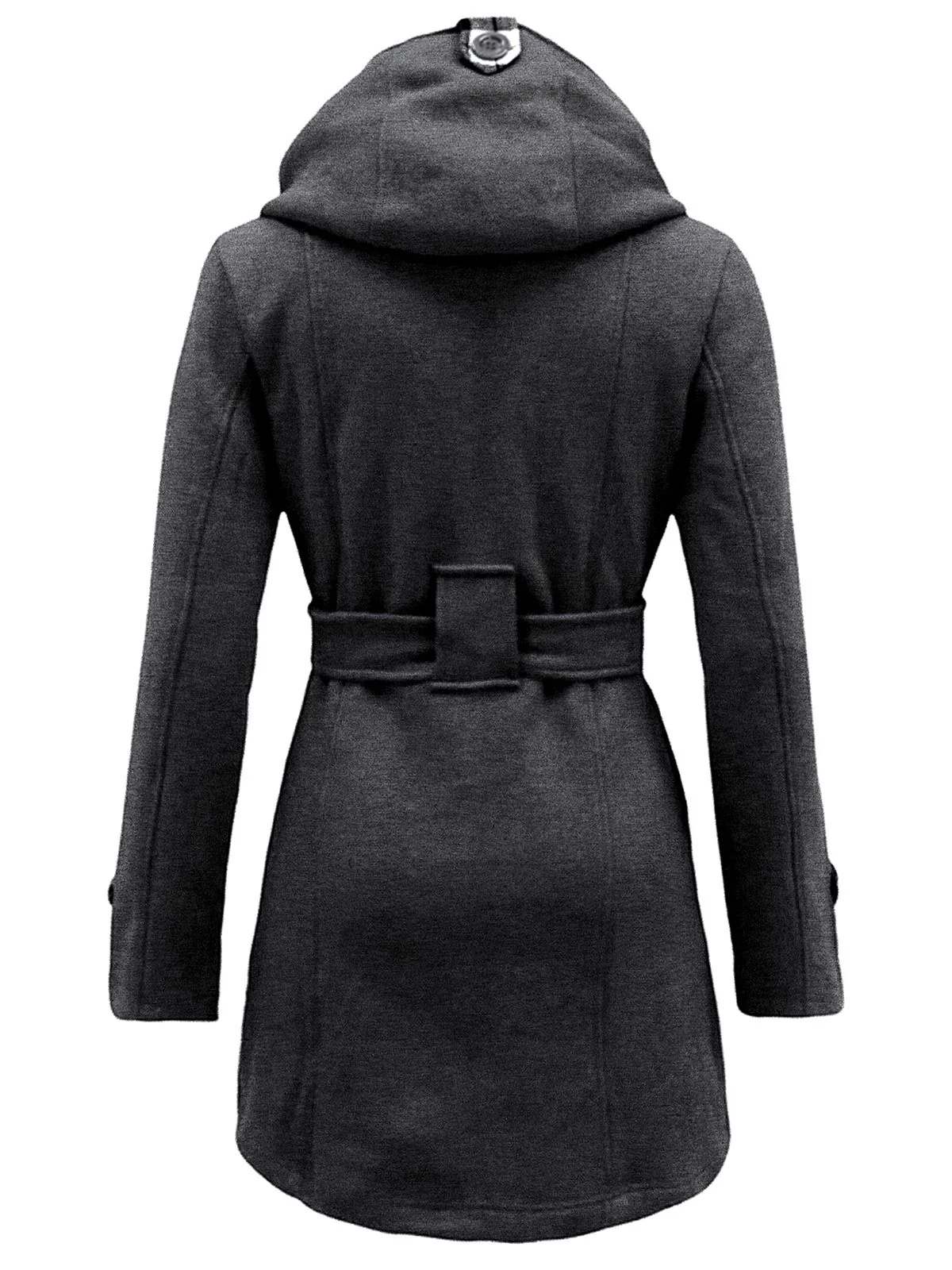 Retro Solid Belt Double-breasted Coat - Image 5