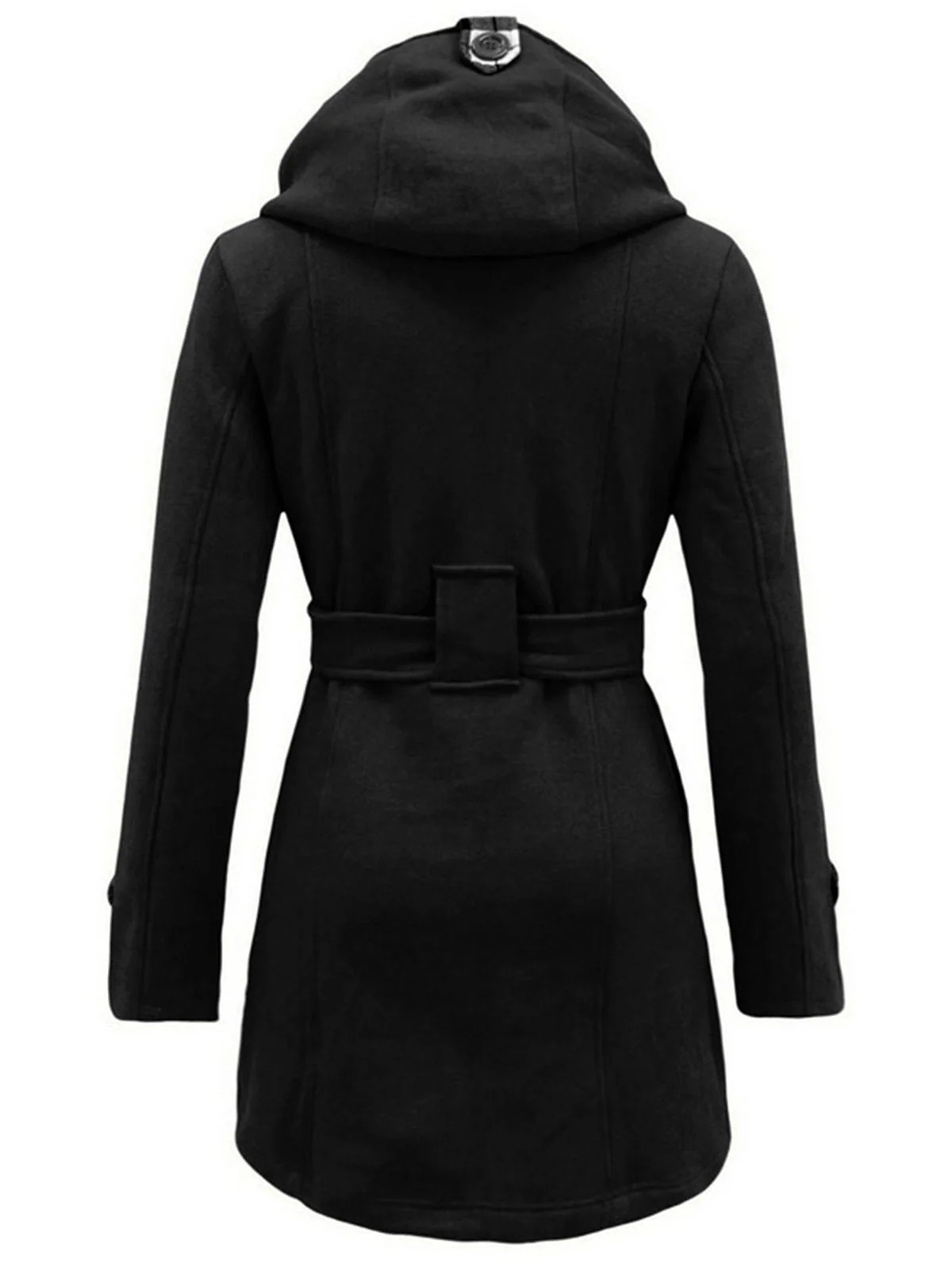 Retro Solid Belt Double-breasted Coat - Image 9