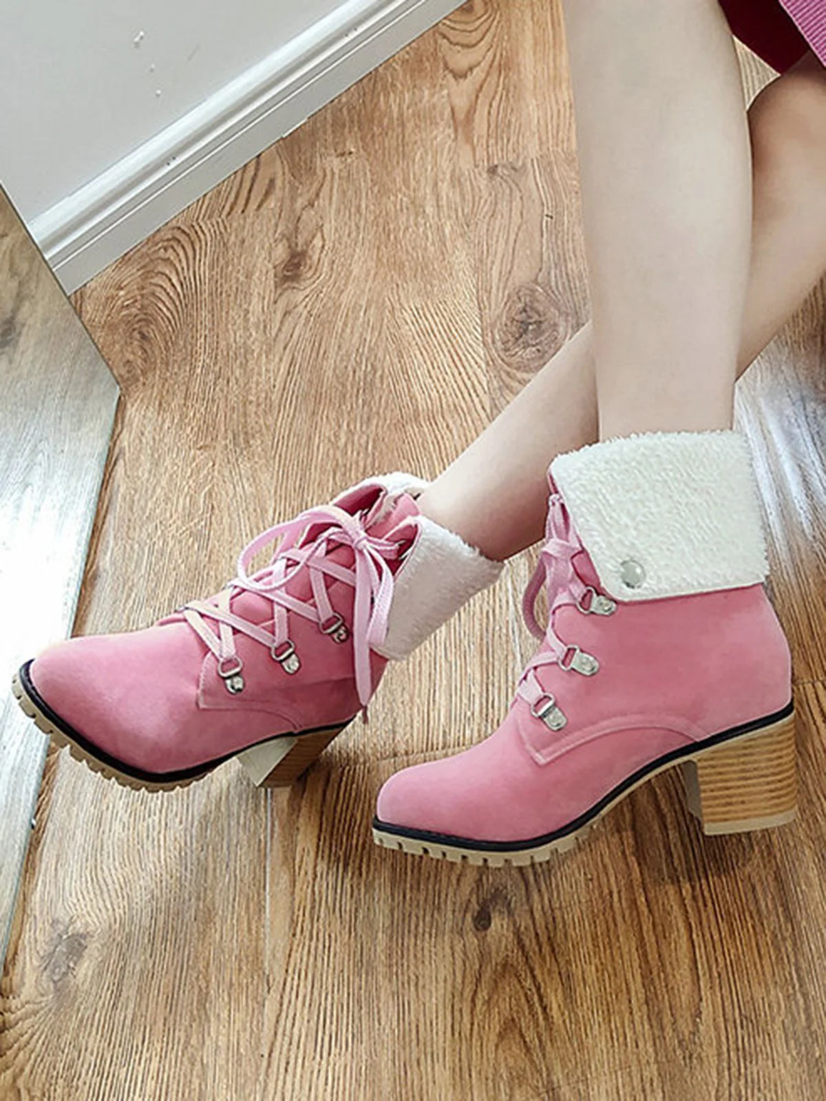 Retro Solid Lace-up Martin Boots - Image 16