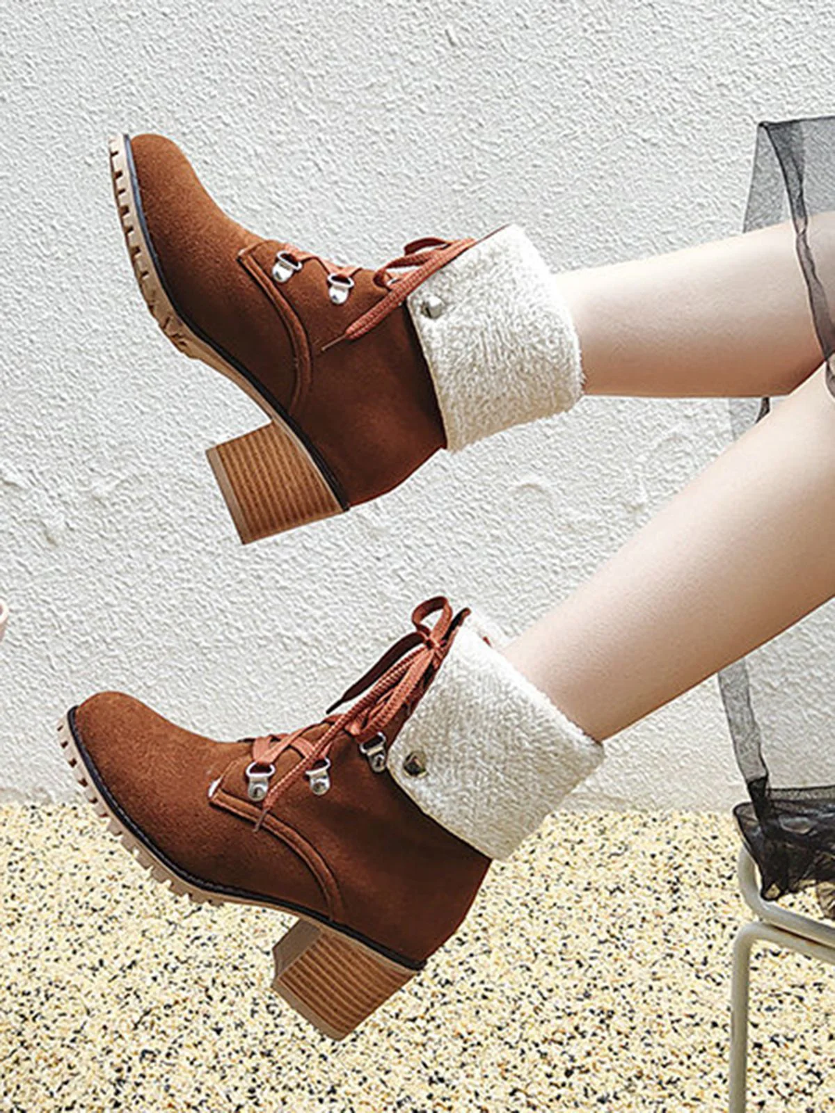 Retro Solid Lace-up Martin Boots - Image 18