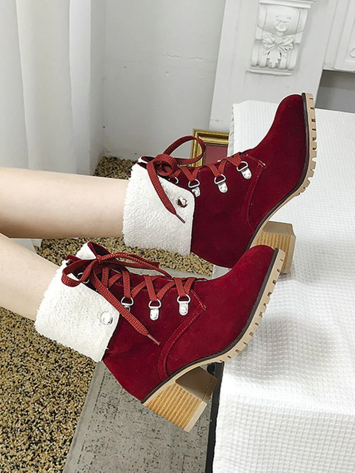 Retro Solid Lace-up Martin Boots - Image 6