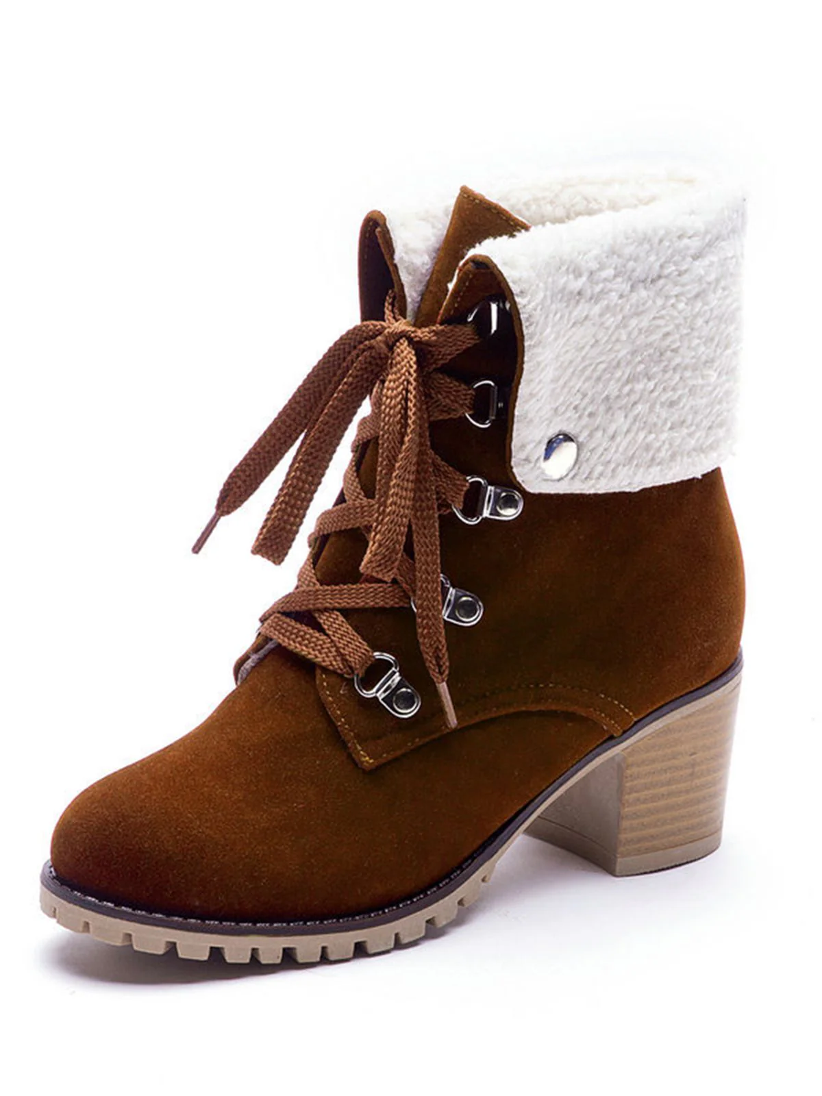 Retro Solid Lace-up Martin Boots - Image 17