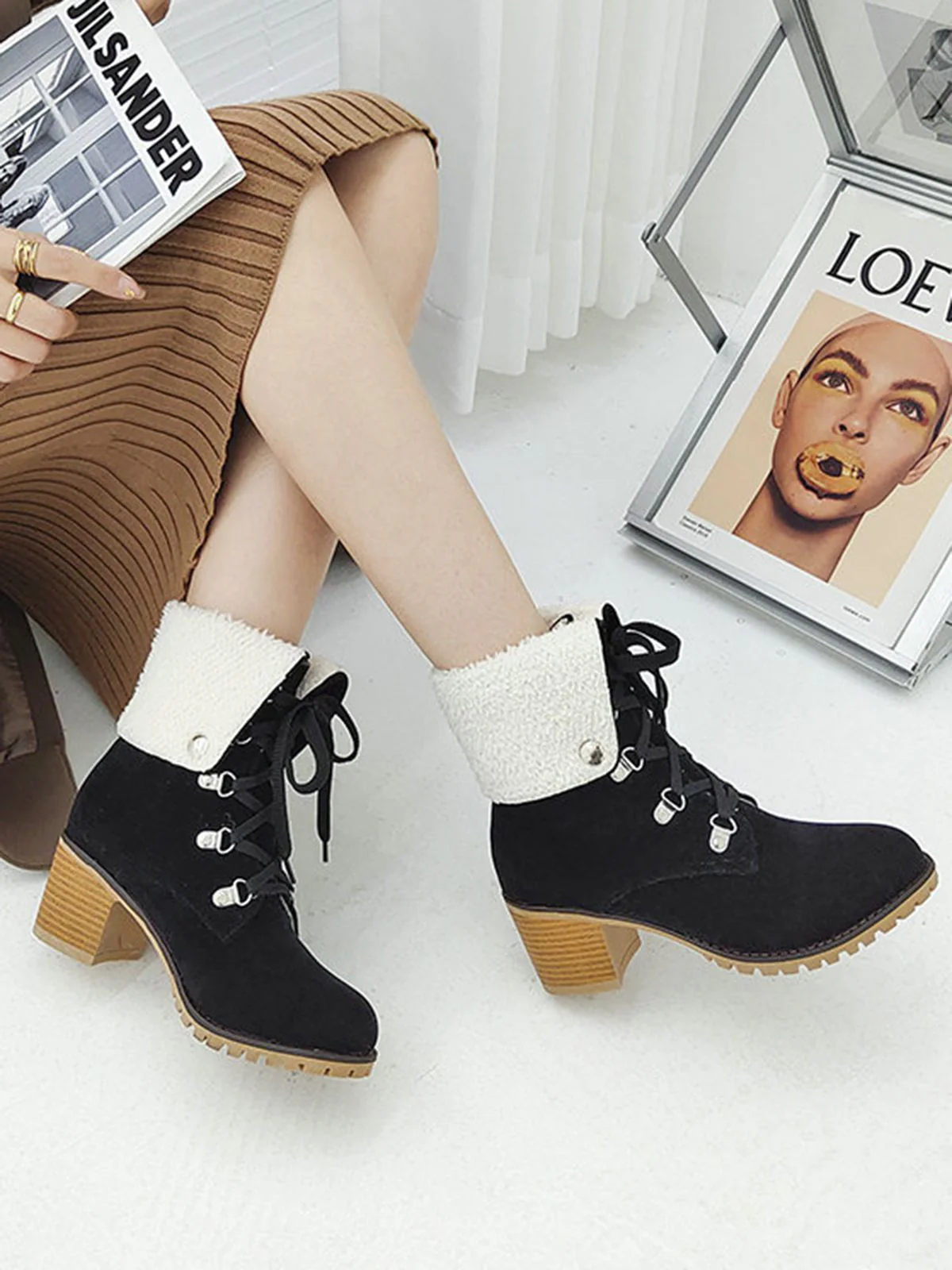 Retro Solid Lace-up Martin Boots - Image 16