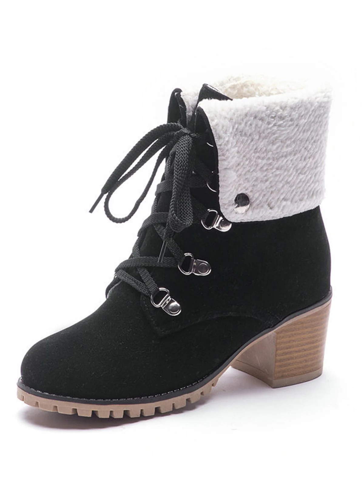 Retro Solid Lace-up Martin Boots - Image 7