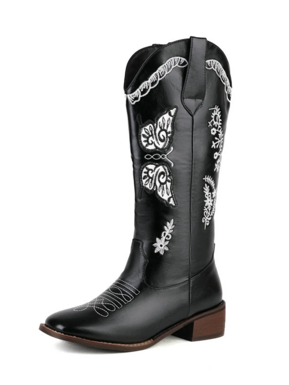 Retro Solid Leather Long Heel Boots - Image 8