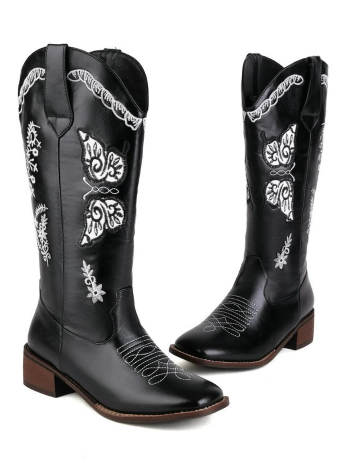 Retro Solid Leather Long Heel Boots - Image 9