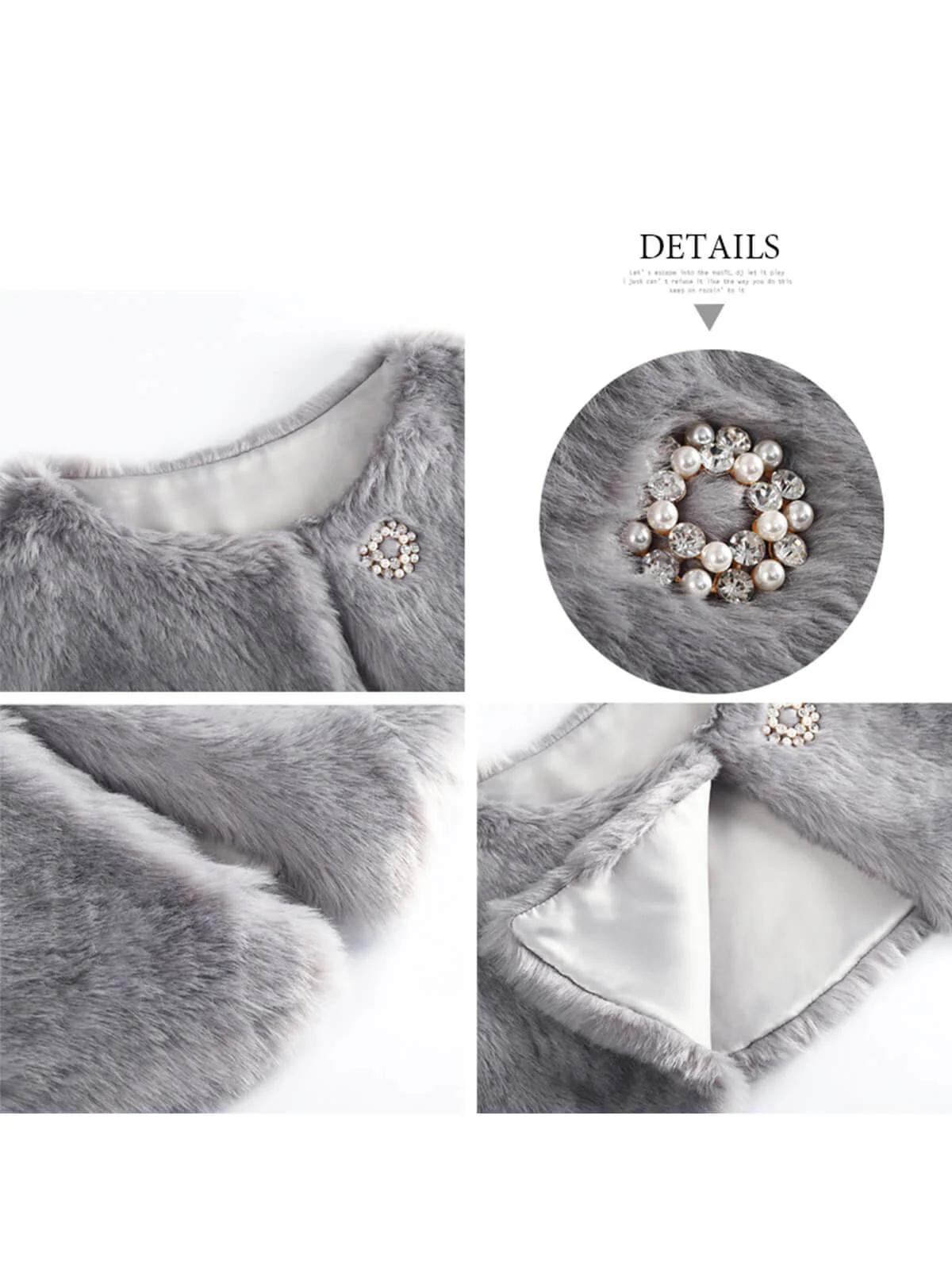 Retro Solid Rhinestone Cape With Brooch - Image 11