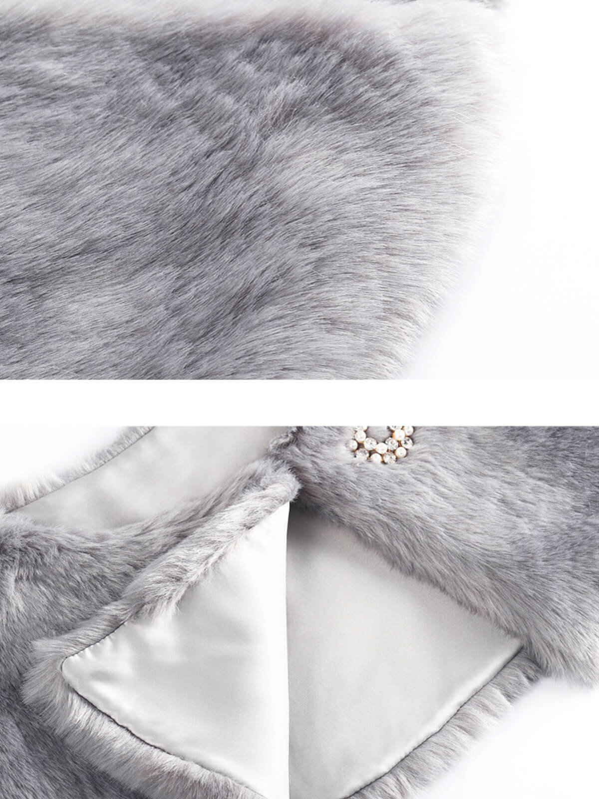 Retro Solid Rhinestone Cape With Brooch - Image 8