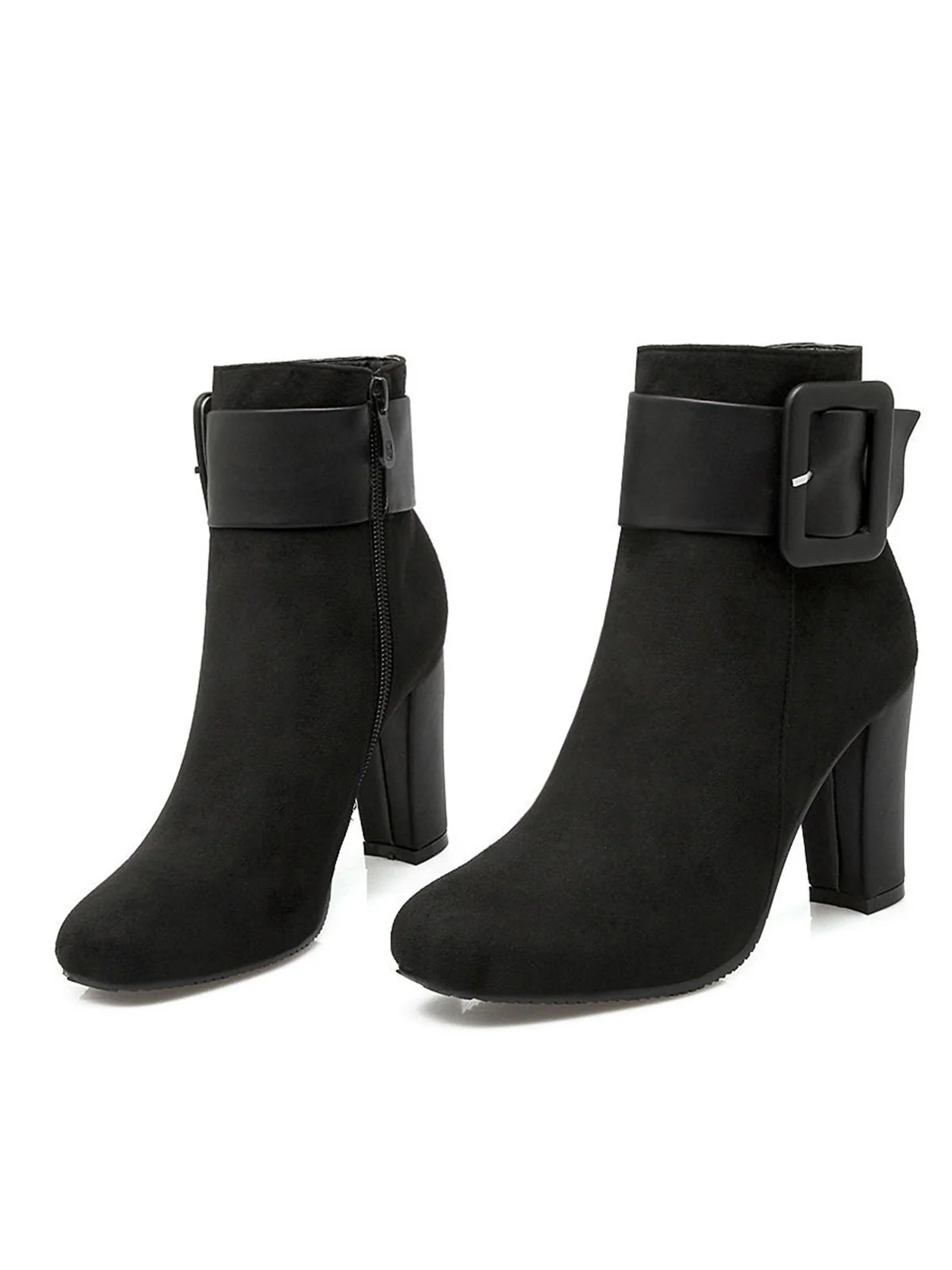 Retro Solid Thick Heel Short Boots - Image 6