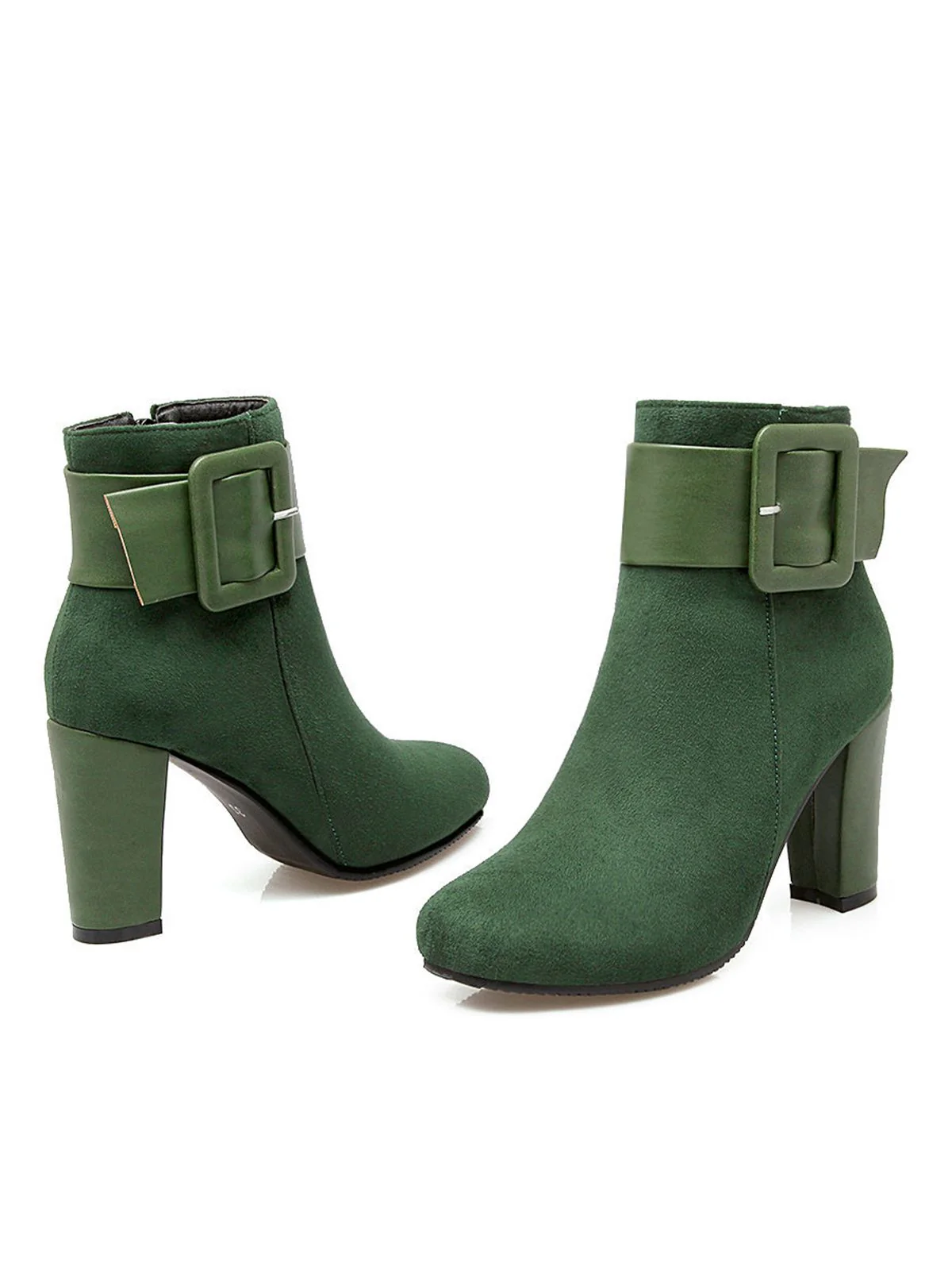 Retro Solid Thick Heel Short Boots - Image 7
