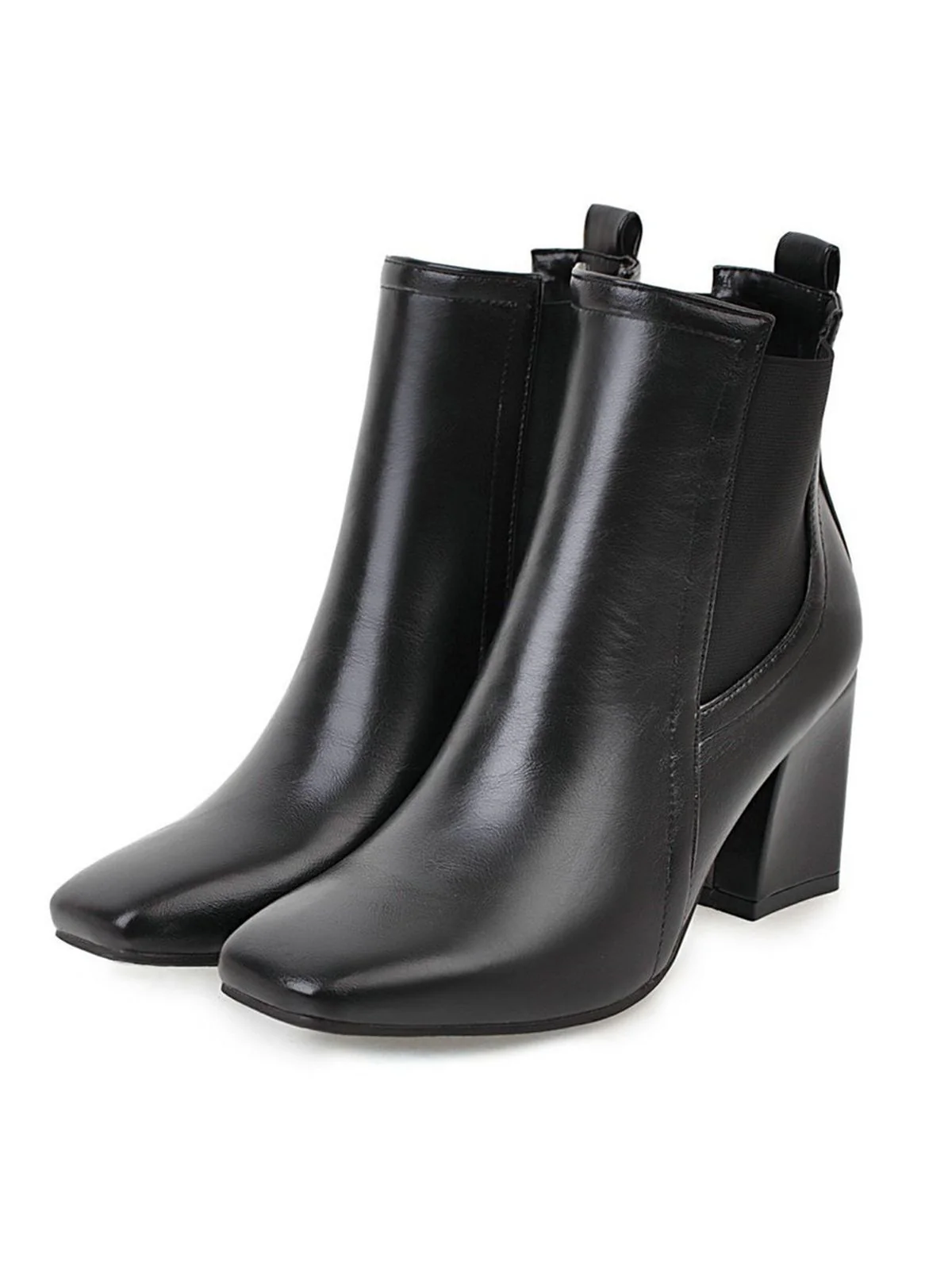 Retro Solid Thick Heel Short Boots - Image 3