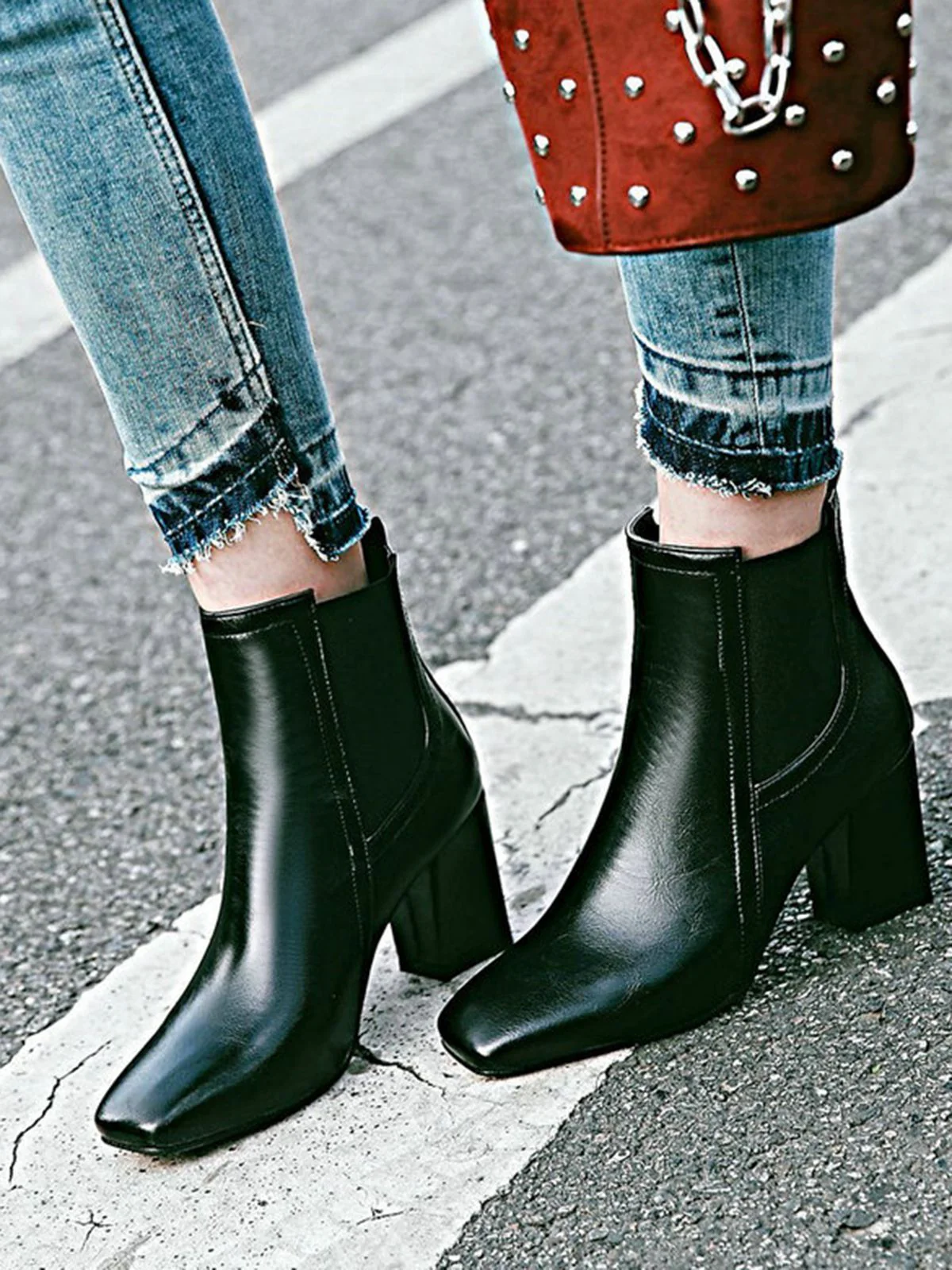 Retro Solid Thick Heel Short Boots - Image 7