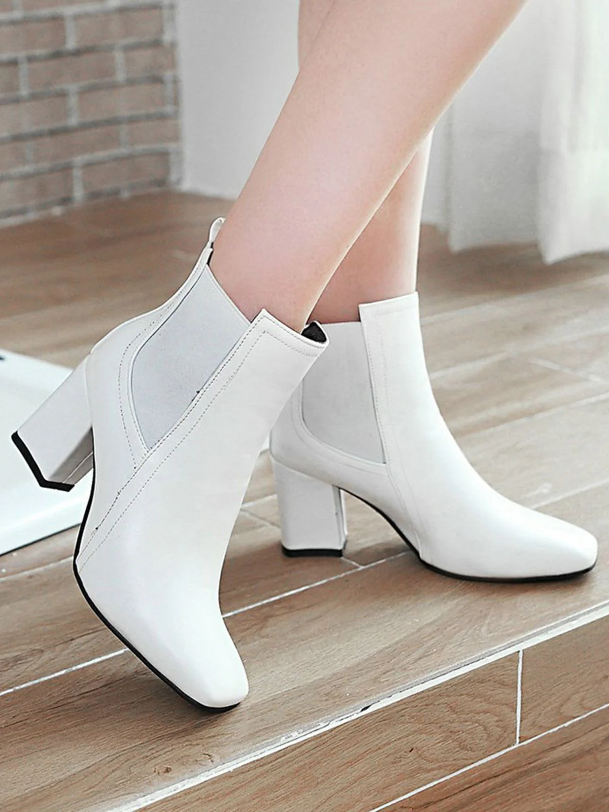 Retro Solid Thick Heel Short Boots - Image 8