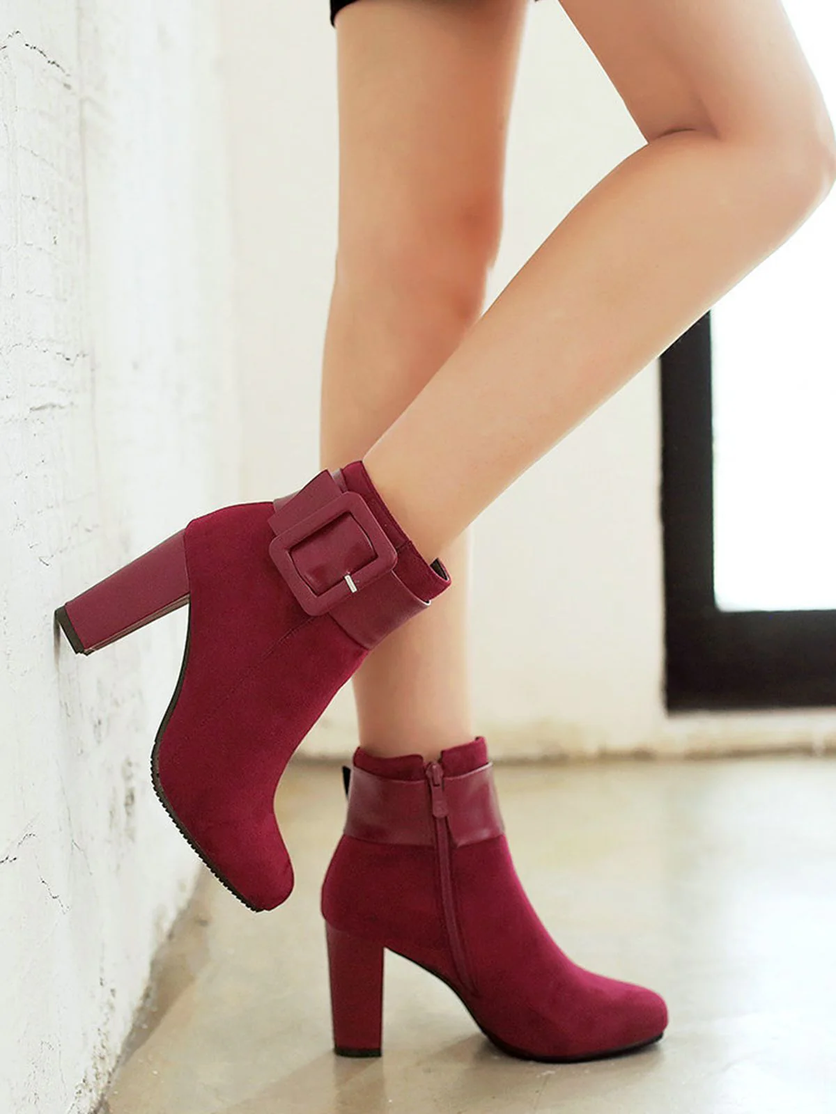 Retro Solid Thick Heel Short Boots - Image 10
