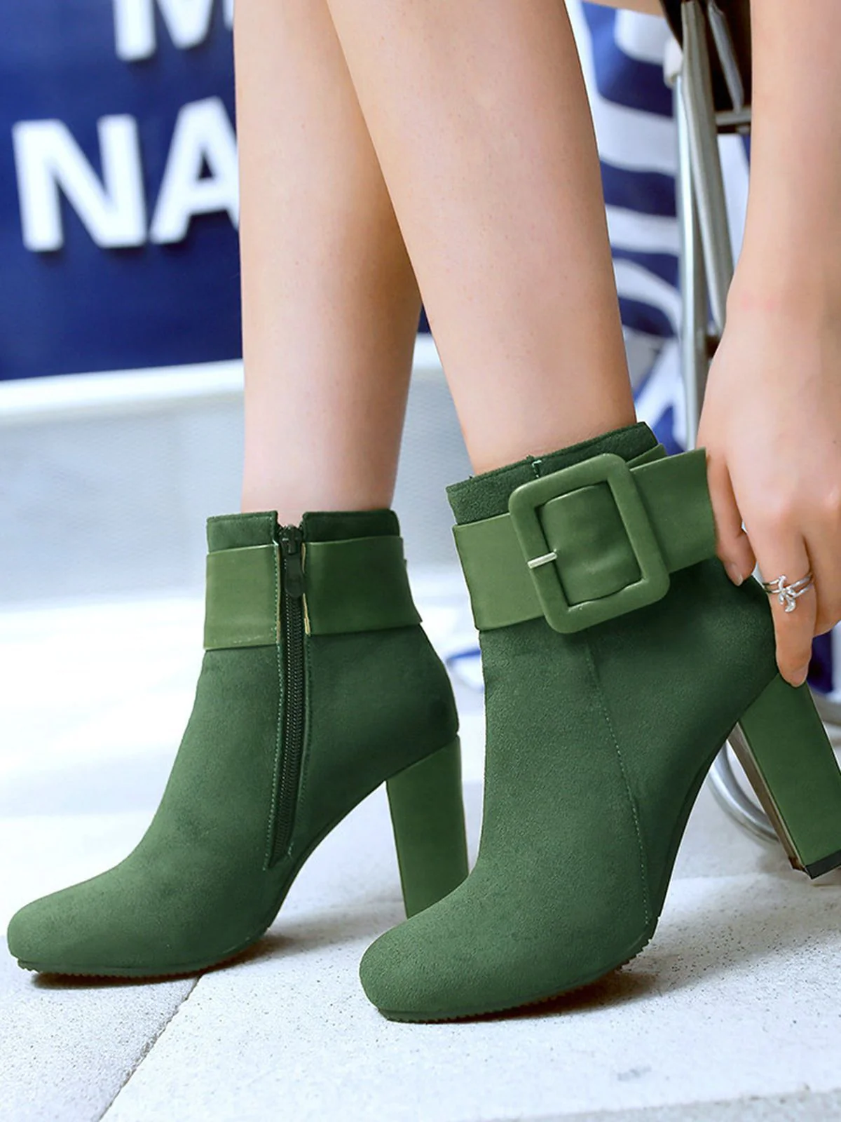 Retro Solid Thick Heel Short Boots - Image 12