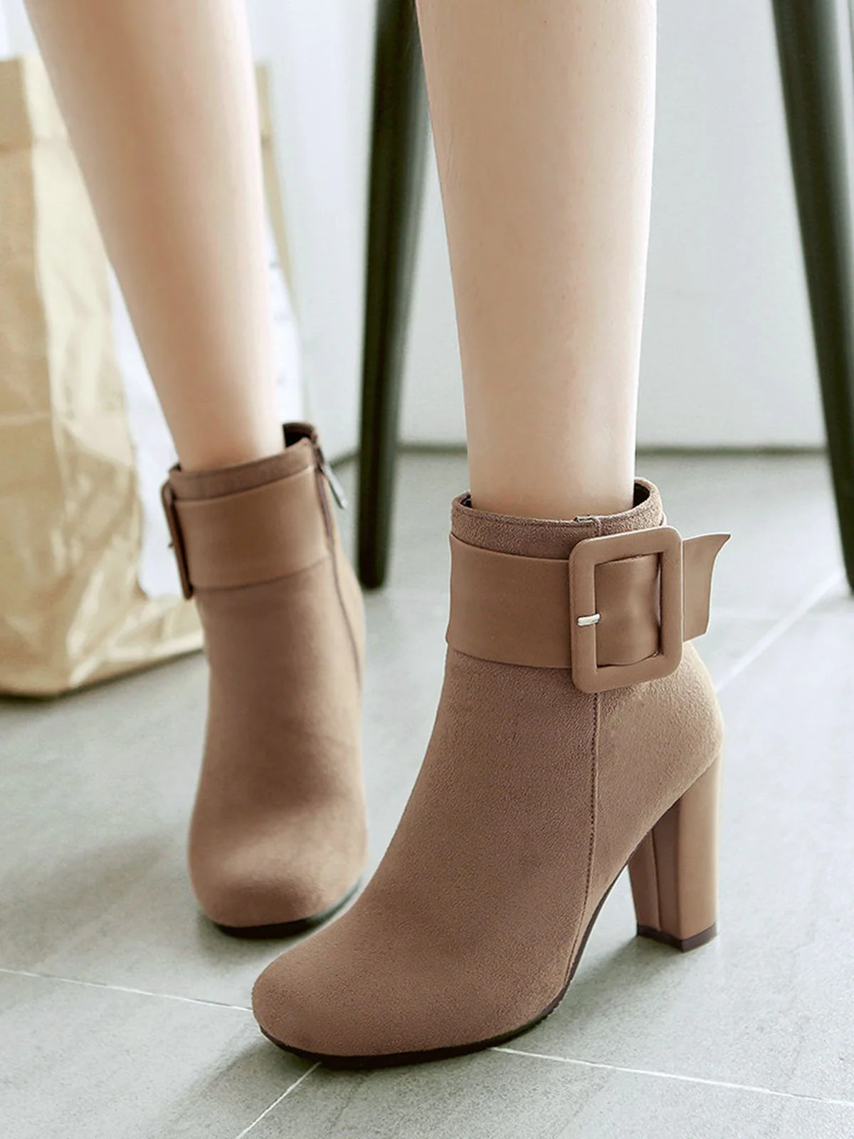 Retro Solid Thick Heel Short Boots - Image 14