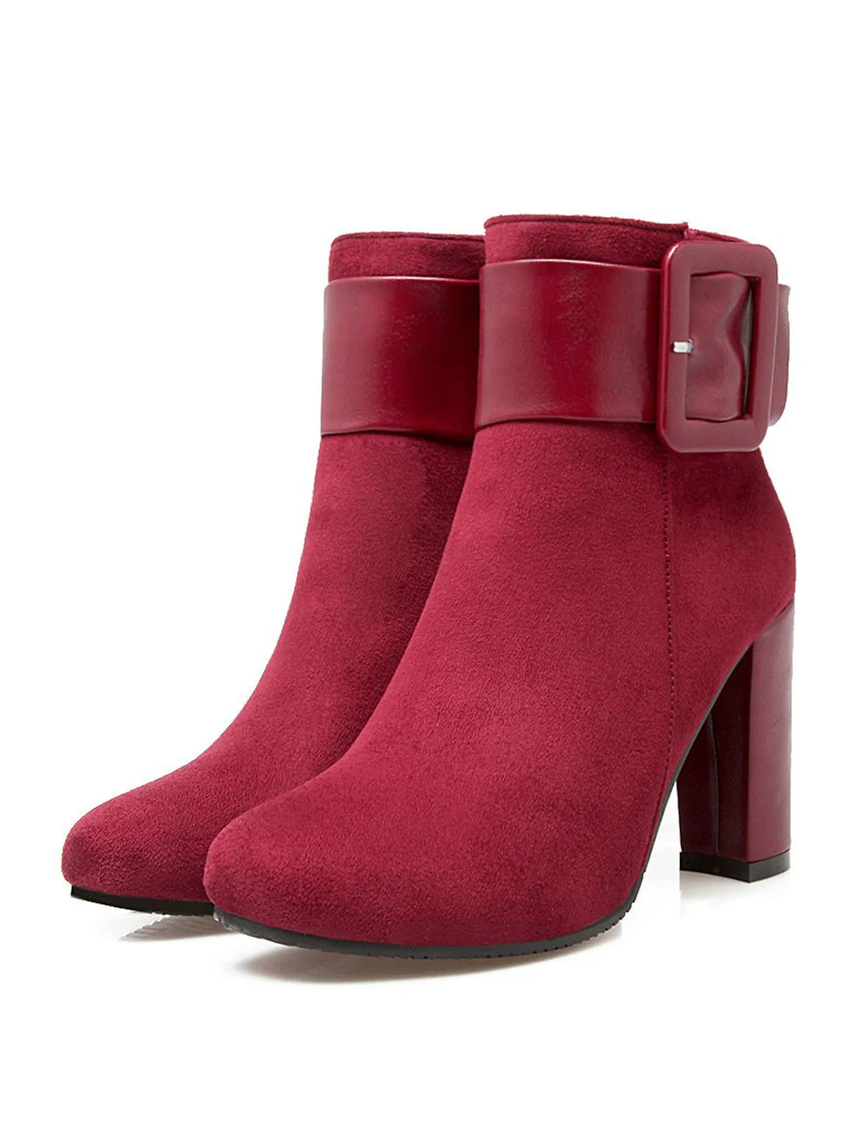 Retro Solid Thick Heel Short Boots - Image 3