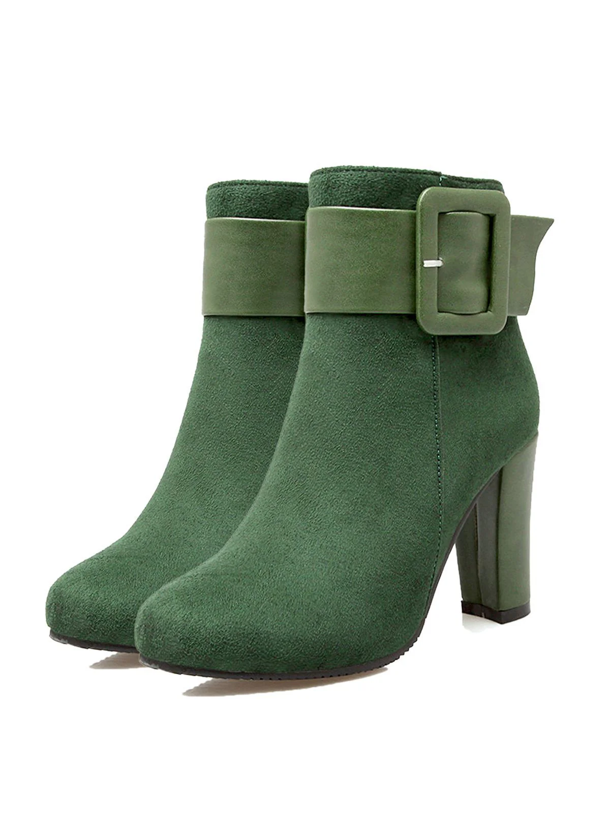 Retro Solid Thick Heel Short Boots - Image 4
