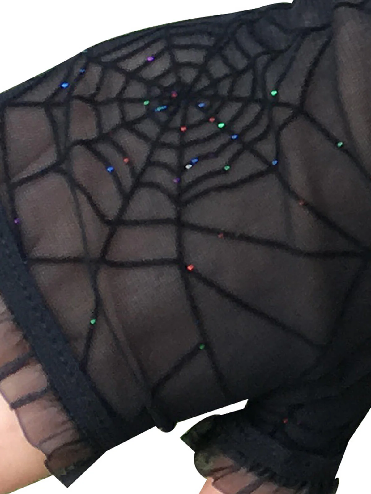 Retro Spider Web Fingerless Gloves - Image 2