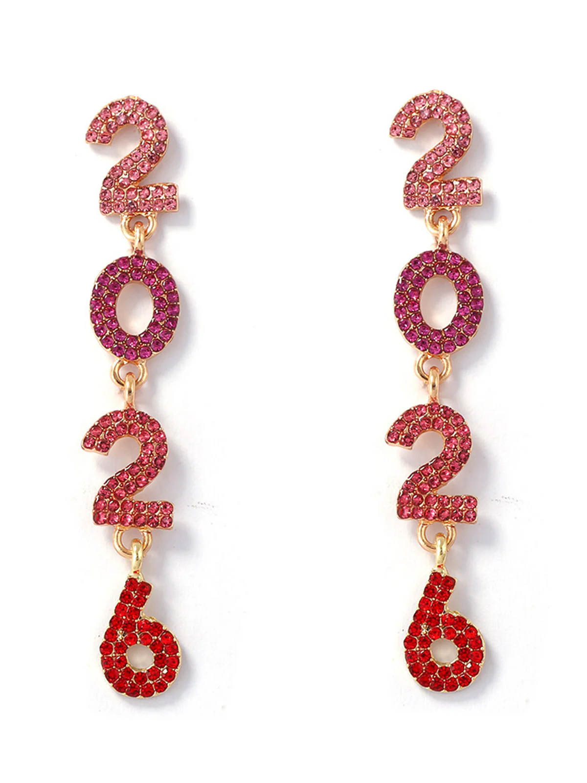 Rhinestone 2026 Colorful New Year's Drop Dangle Earrings - Image 12