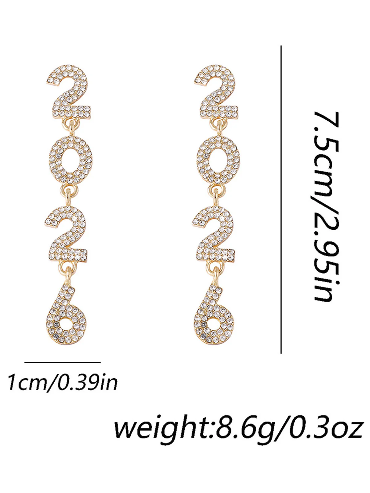 Rhinestone 2026 Colorful New Year's Drop Dangle Earrings - Image 3