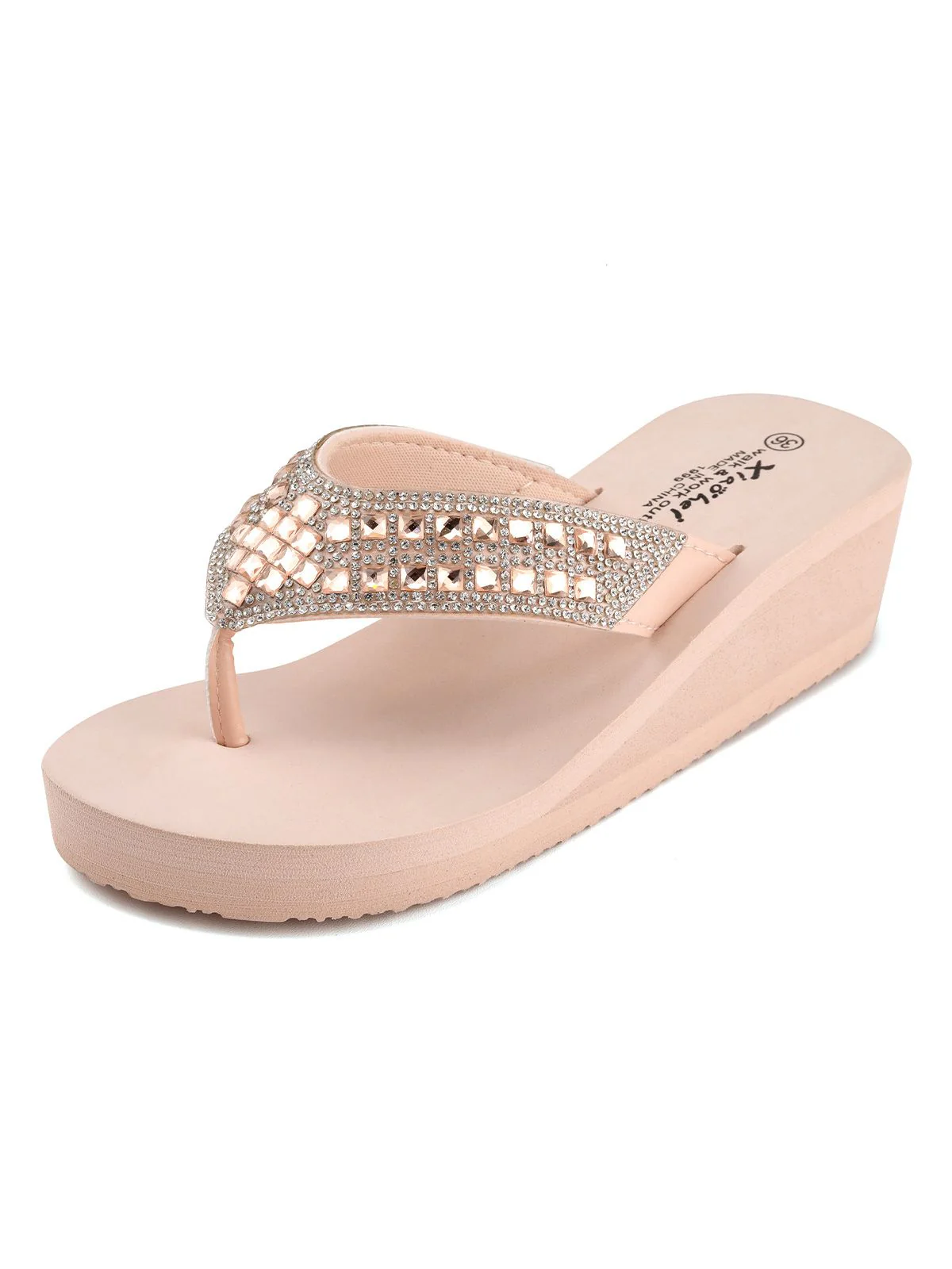 Rhinestone Wedge Flip Flop Slippers - Image 2