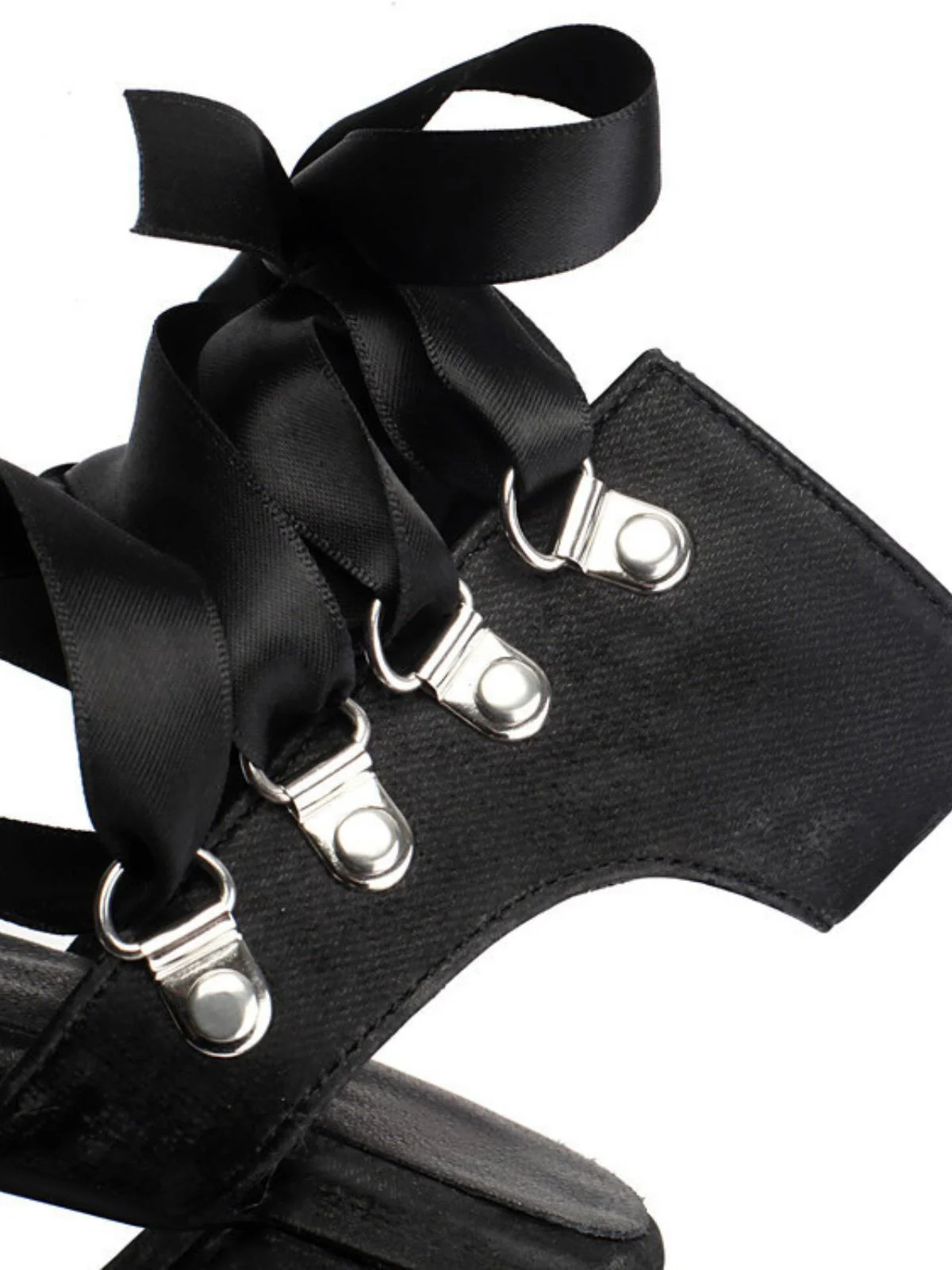Ribbon Bow Lace-Up Chunky Heel Sandals - Image 6