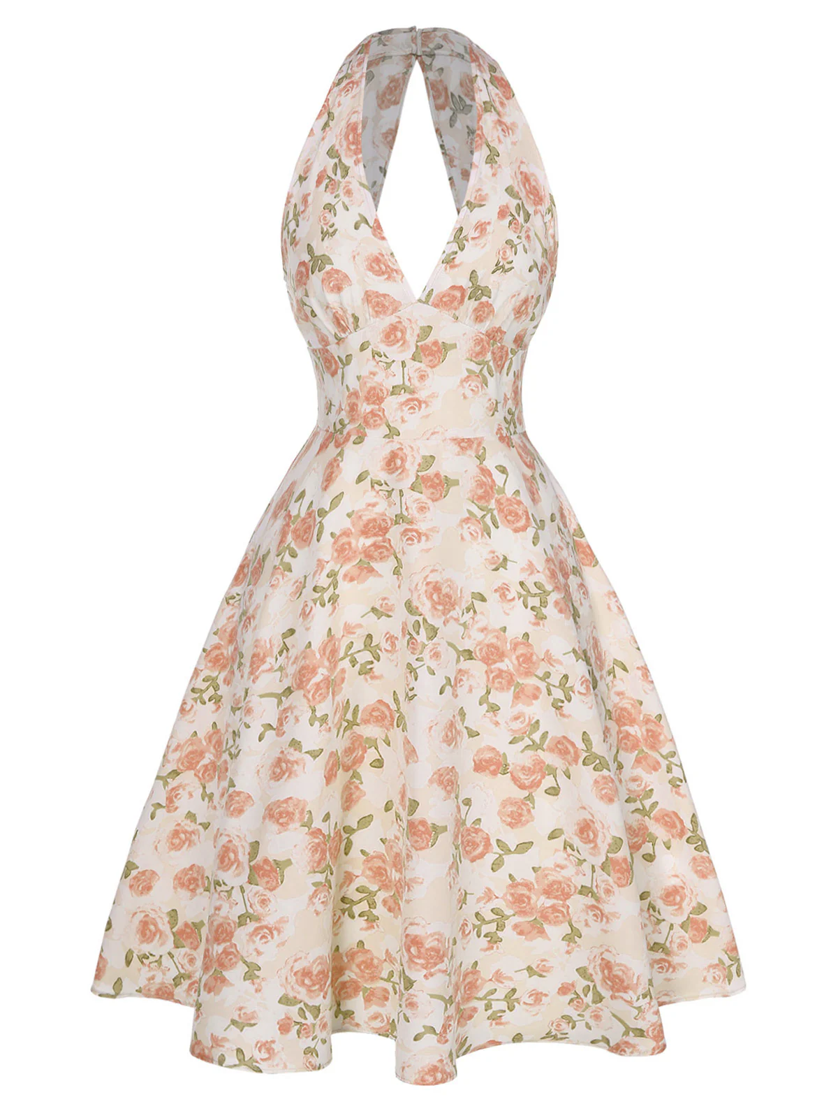 [Pre-Sale] Rose Pink 1950s Floral V-Neck Dress - Image 11