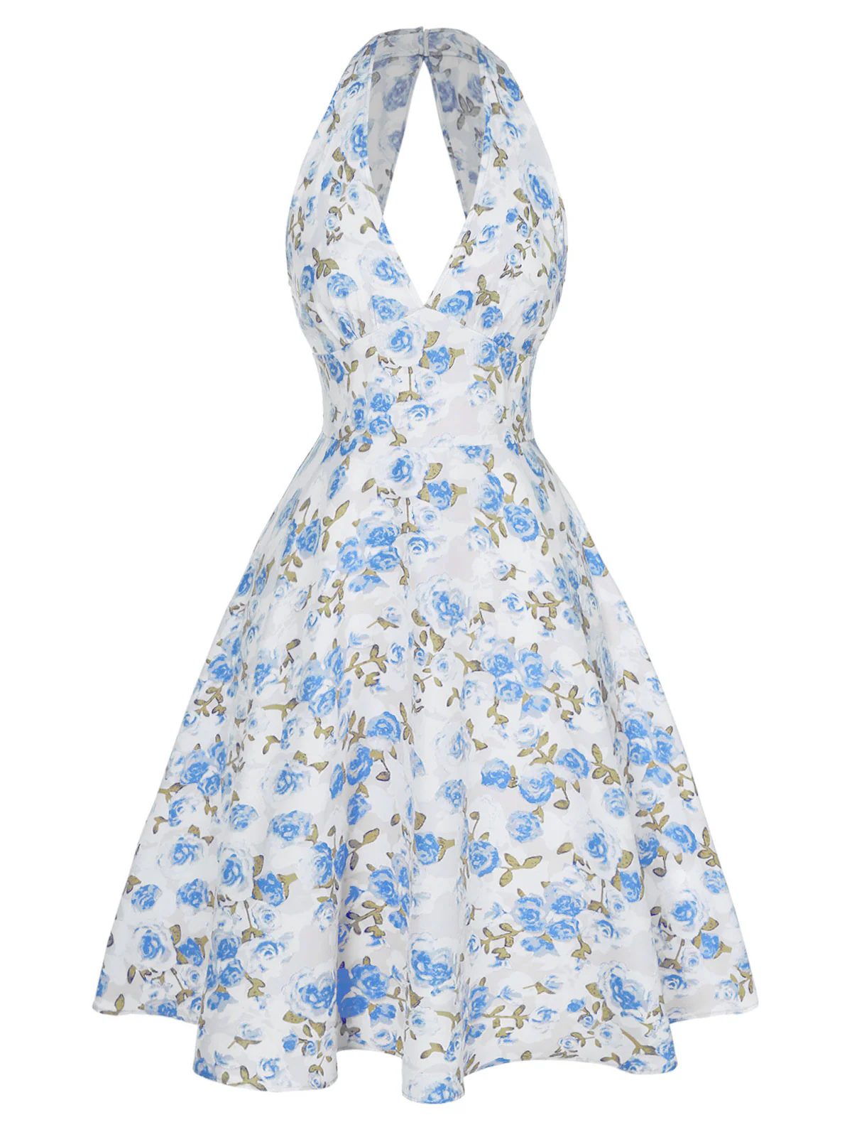 [Pre-Sale] Rose Pink 1950s Floral V-Neck Dress - Image 9