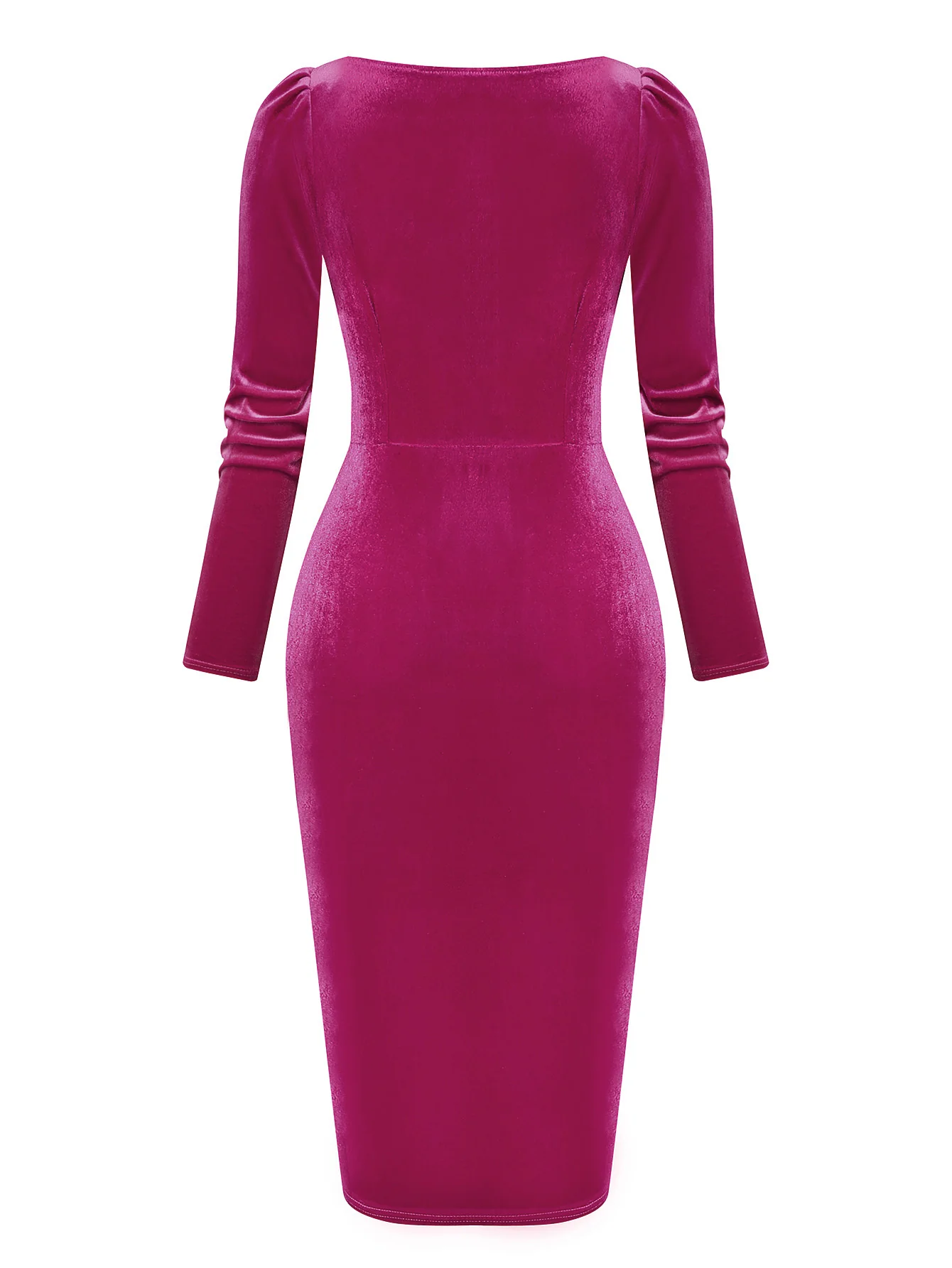Rose Pink 1960s Cowl Neck Velvet Slit Dress - Image 3