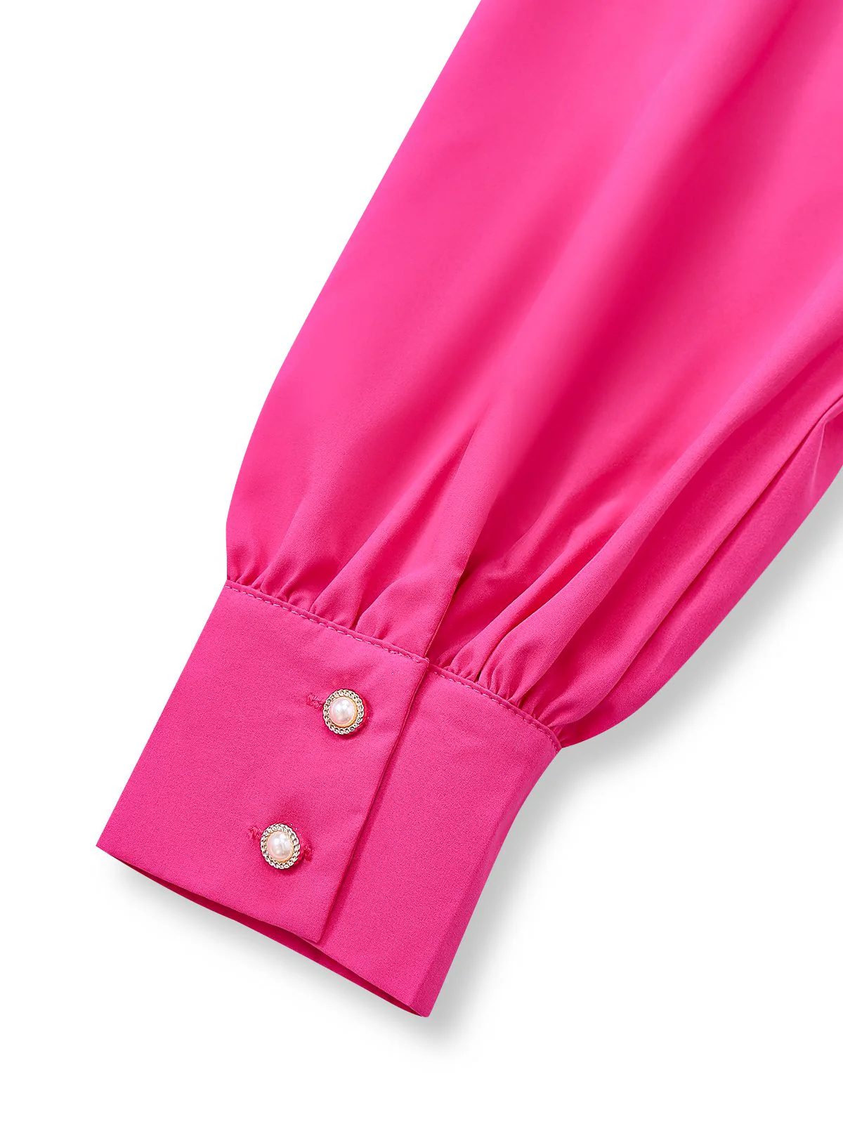 Rose Pink 1960s Deep V Belted Lantern Sleeve Solid Jumpsuit - Image 4