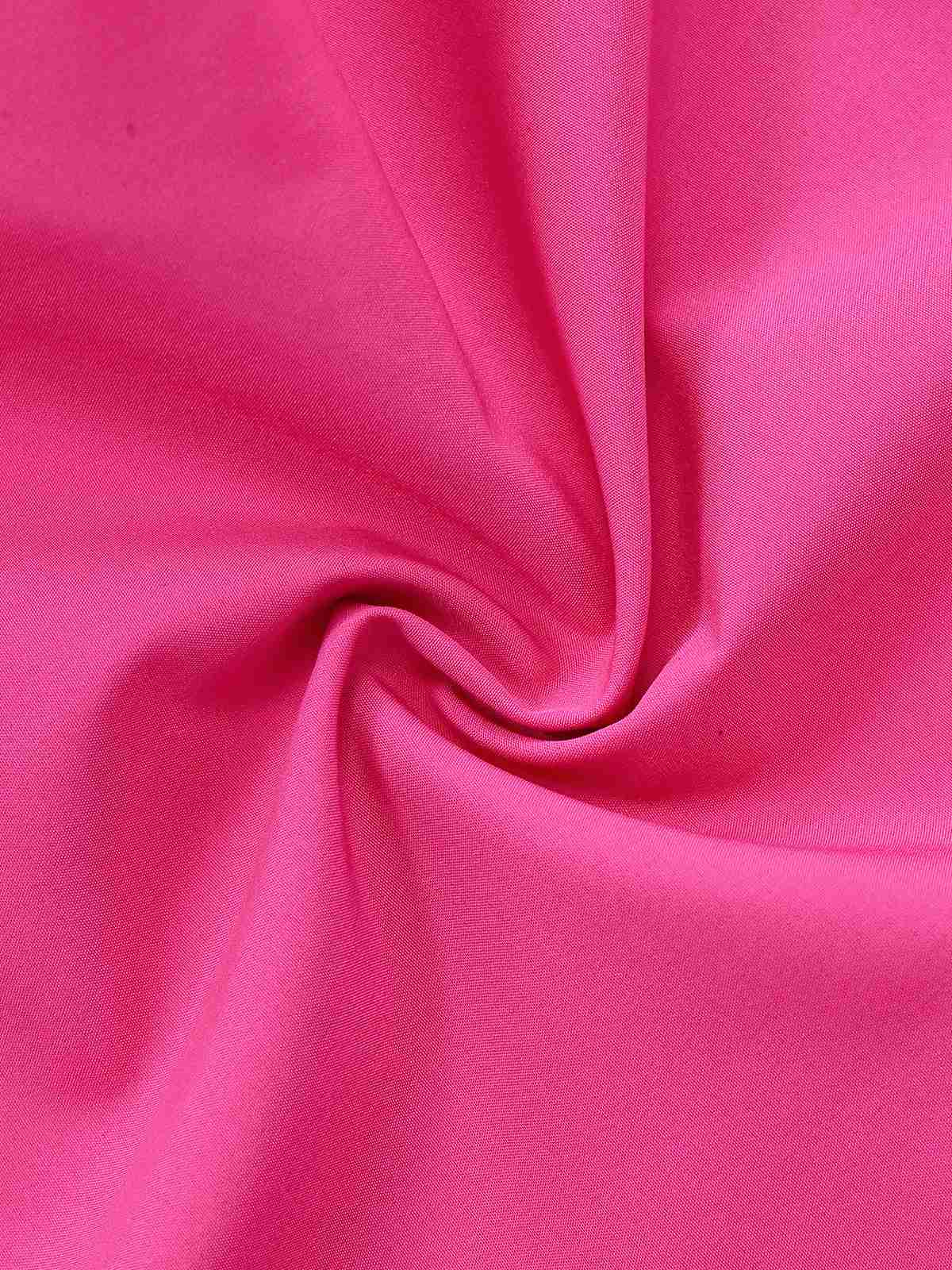 Rose Pink 1960s Deep V Belted Lantern Sleeve Solid Jumpsuit - Image 6