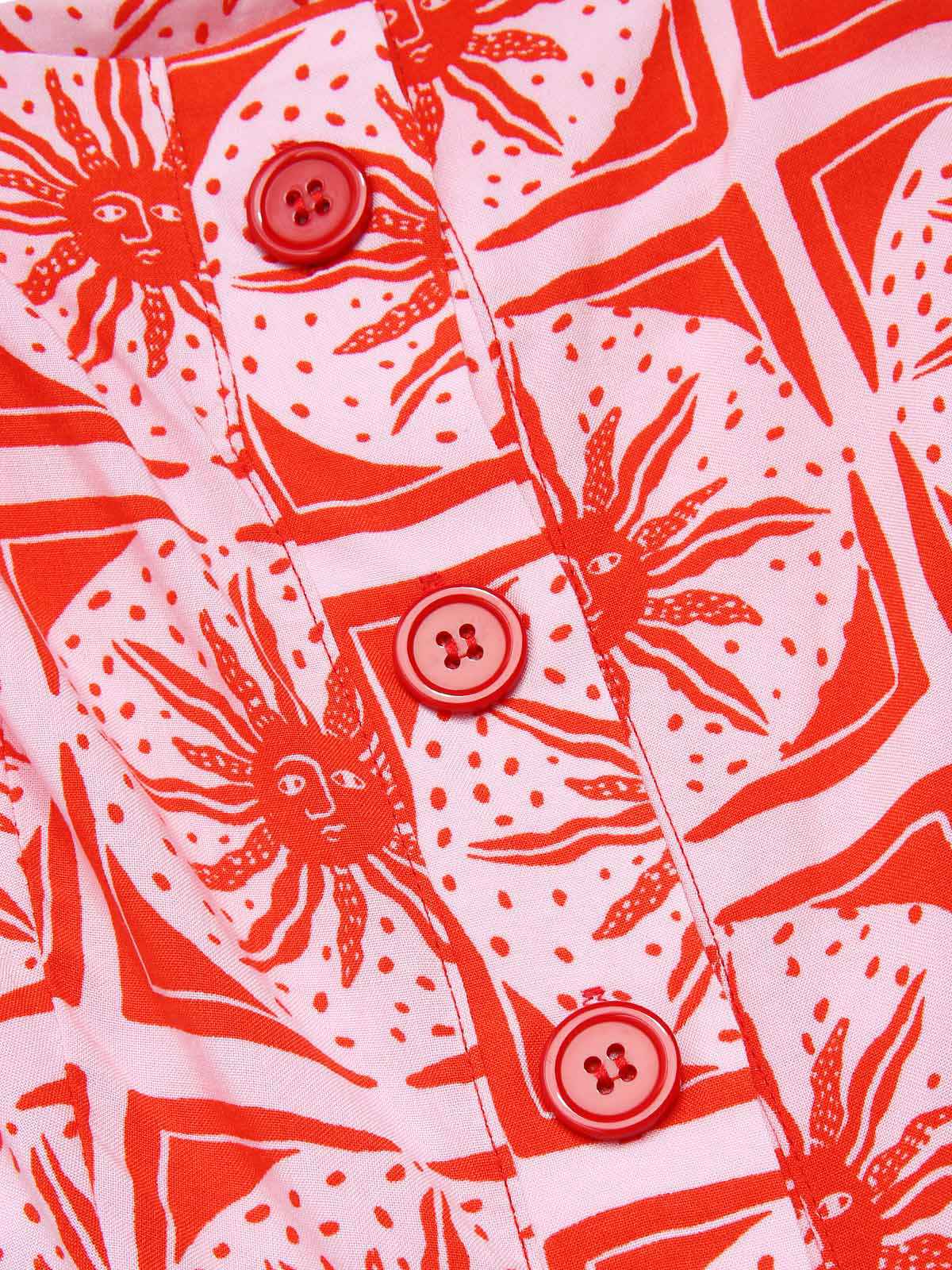 Rose Pink 1970s Boho Sun Print Button Romper - Image 5